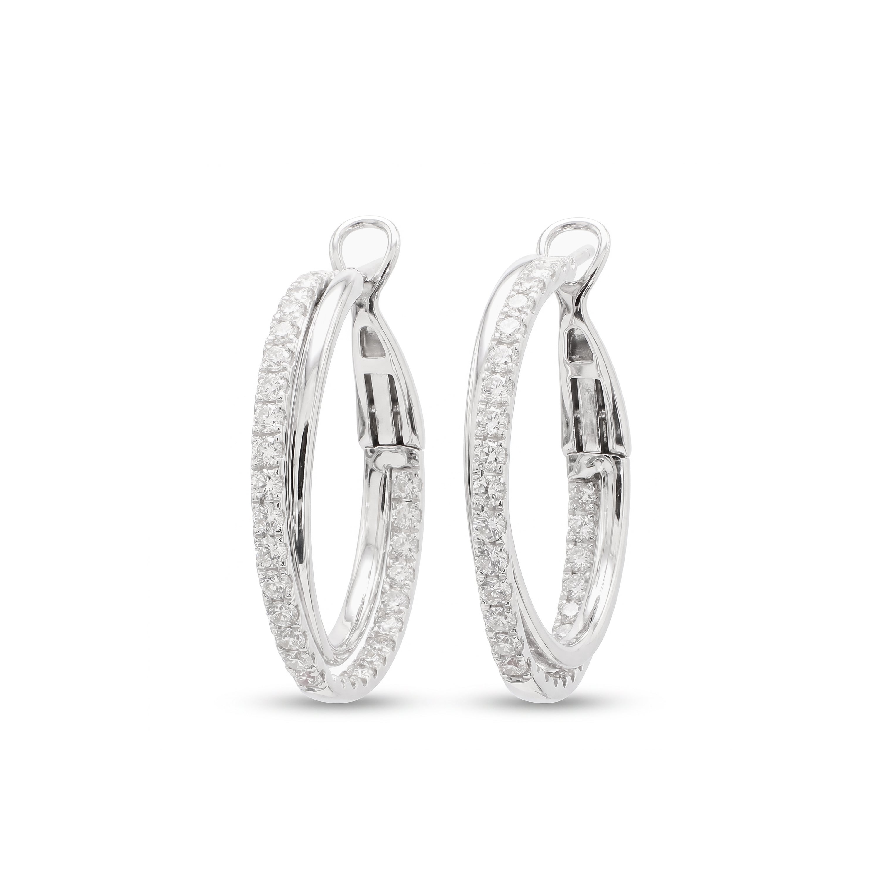 Natural Diamond Crossover Hoop Earrings