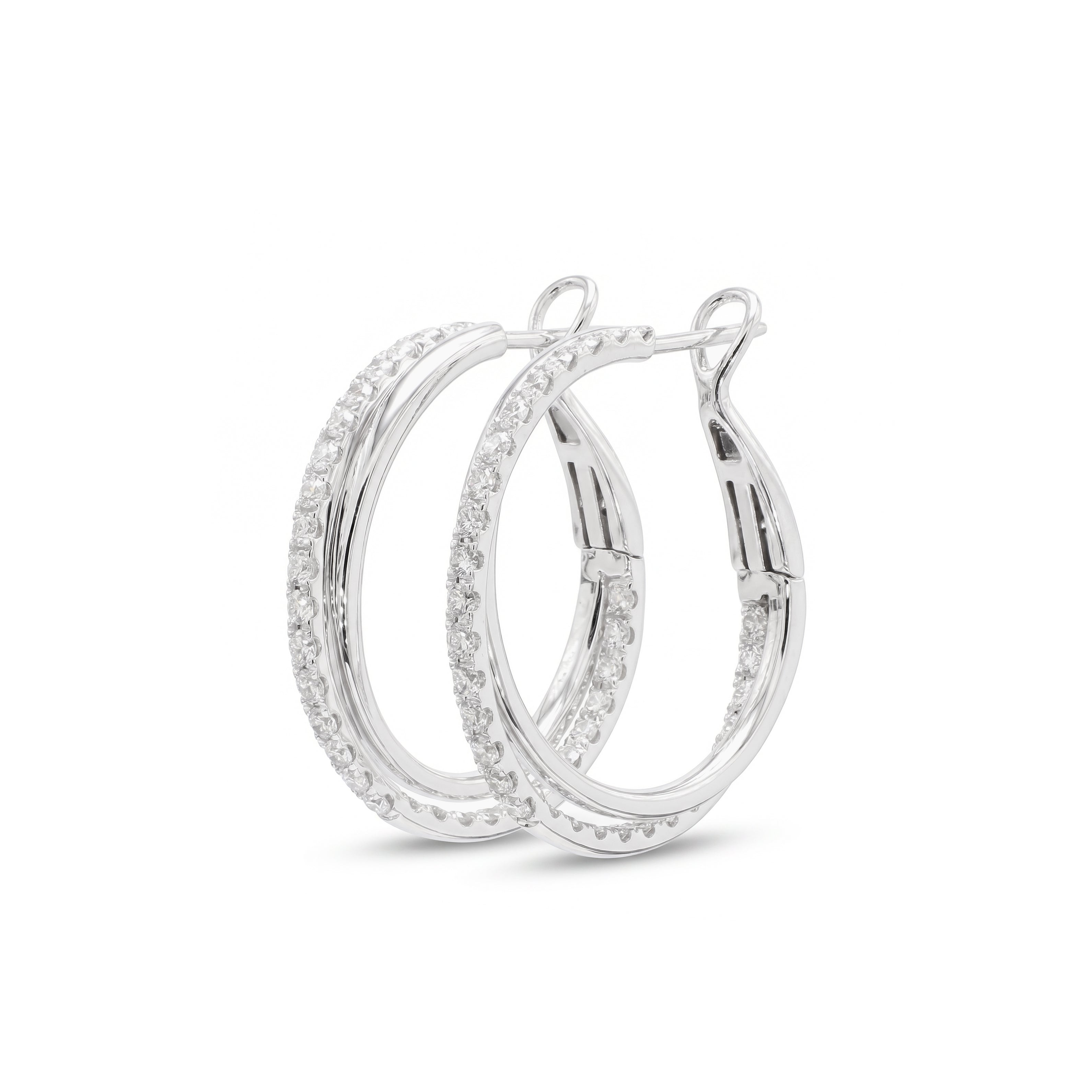Natural Diamond Crossover Hoop Earrings
