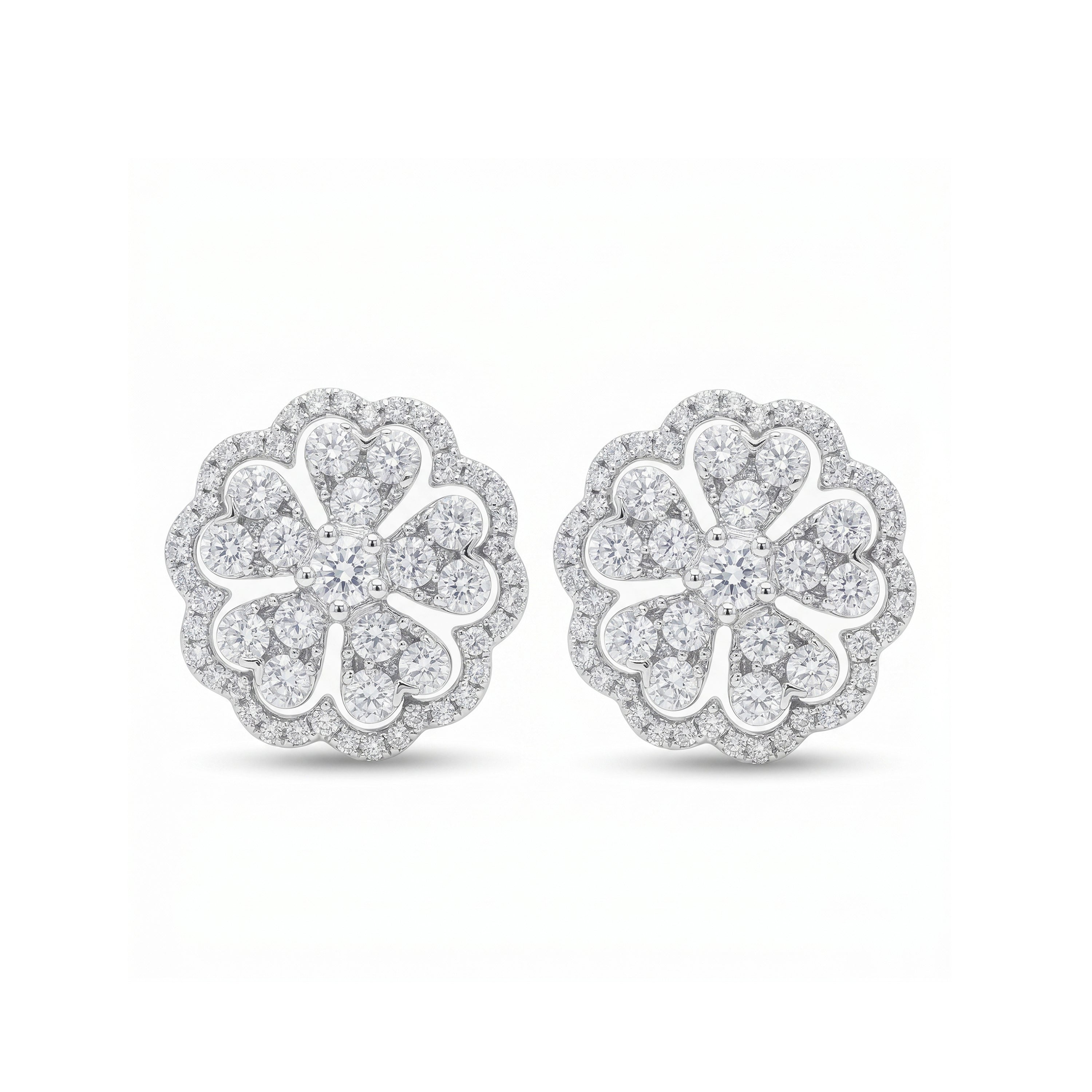 Natural Diamond Floral Earrings