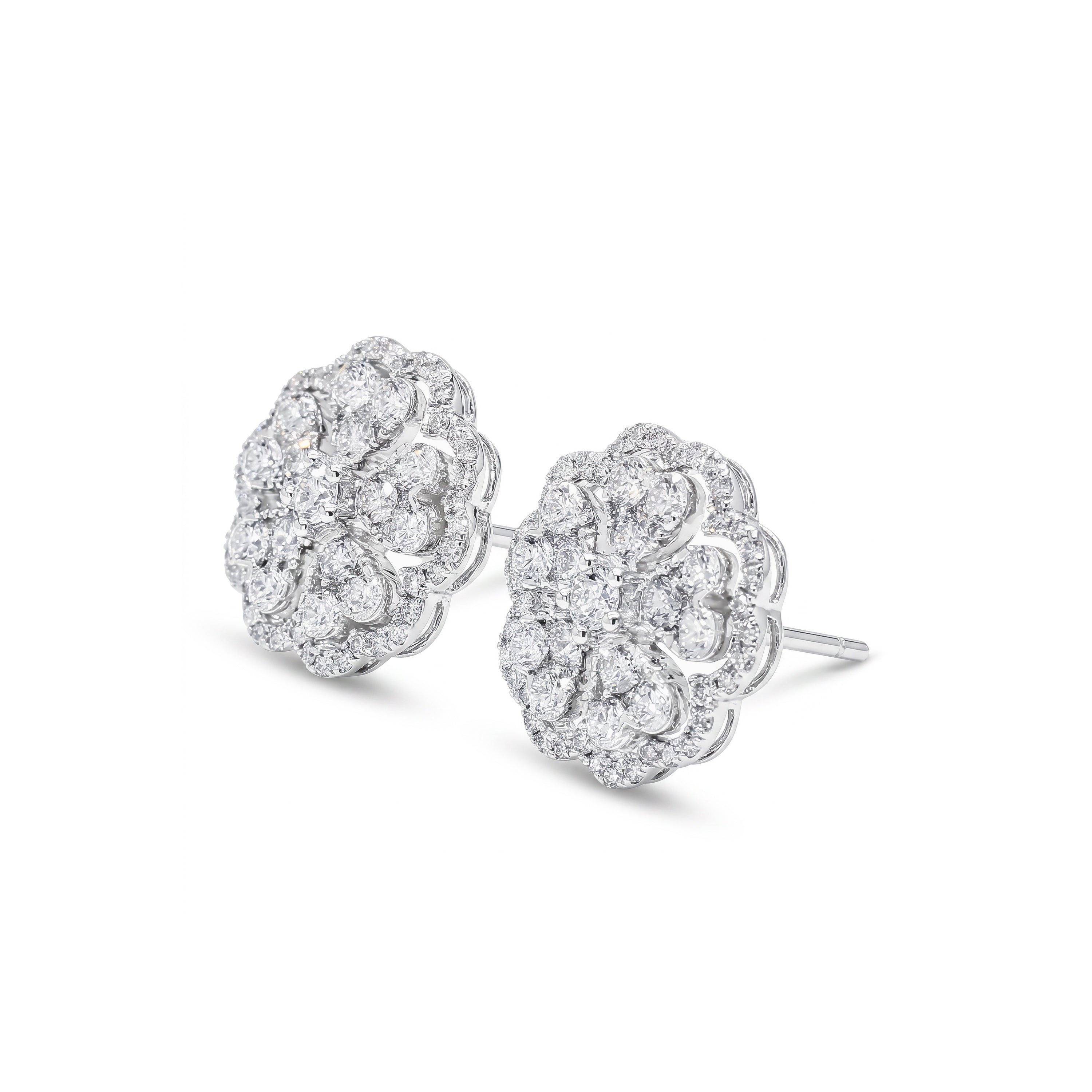 Natural Diamond Floral Earrings