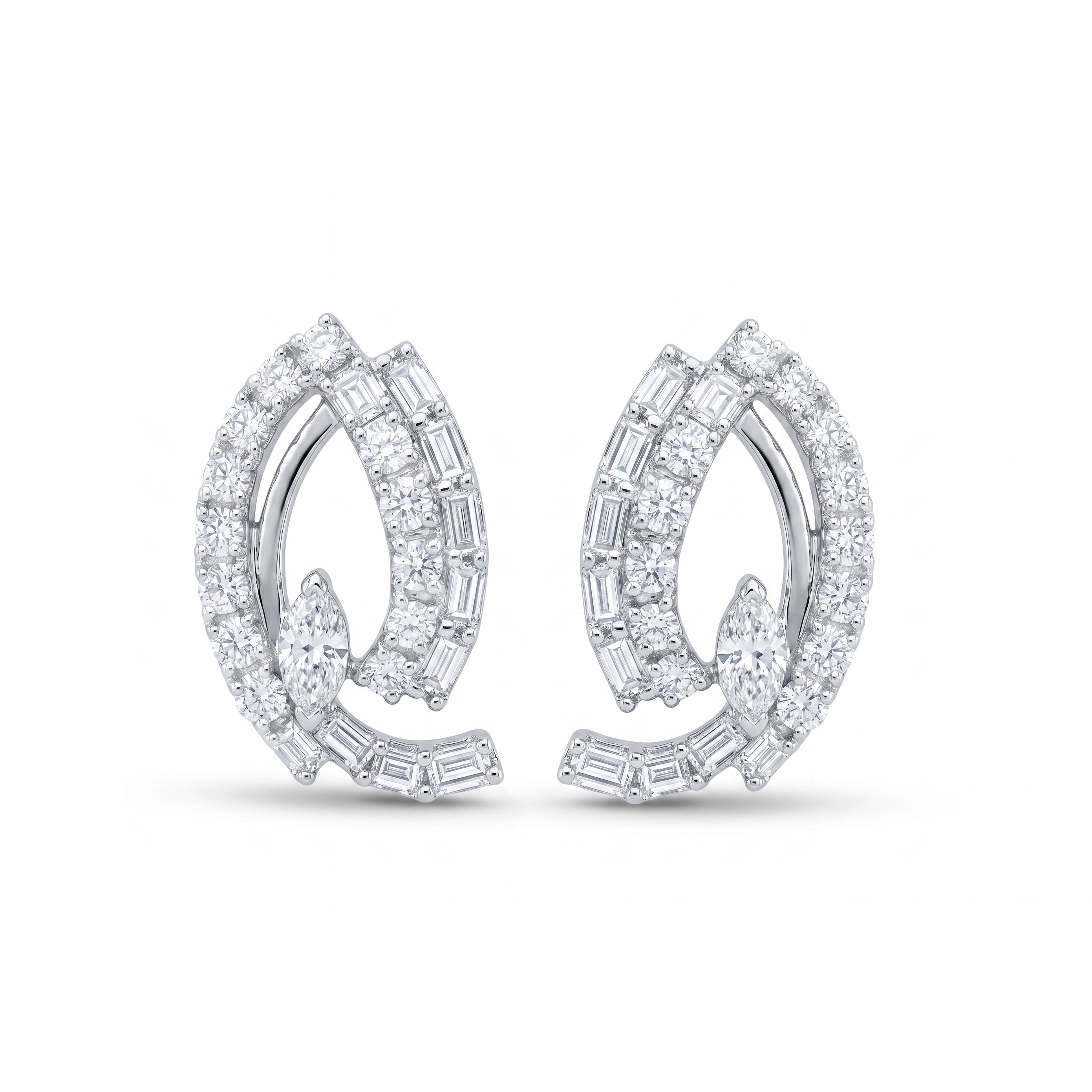 Natural Marquise & Baguette Diamond Earrings