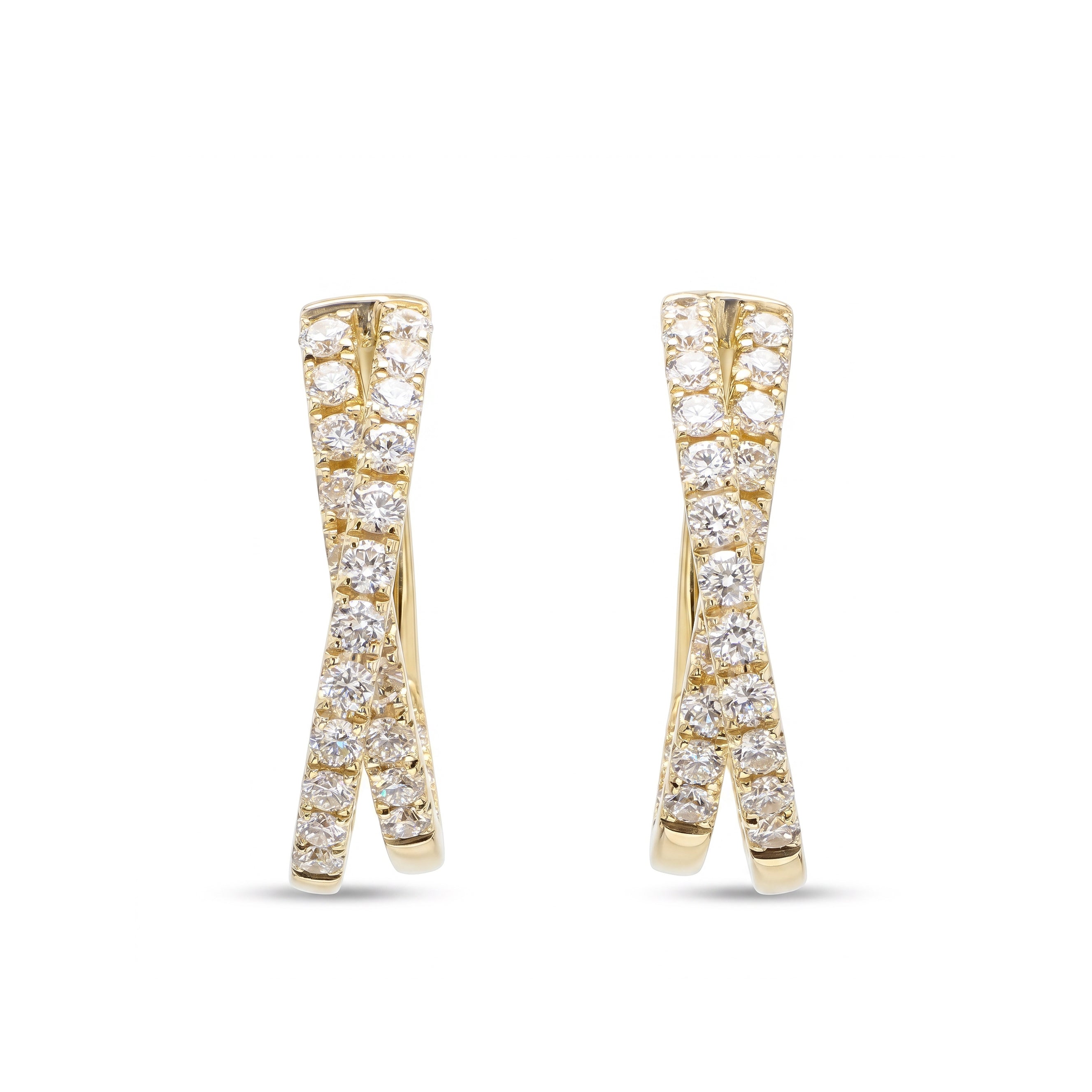 Natural Diamond Crossover Hoop Earrings