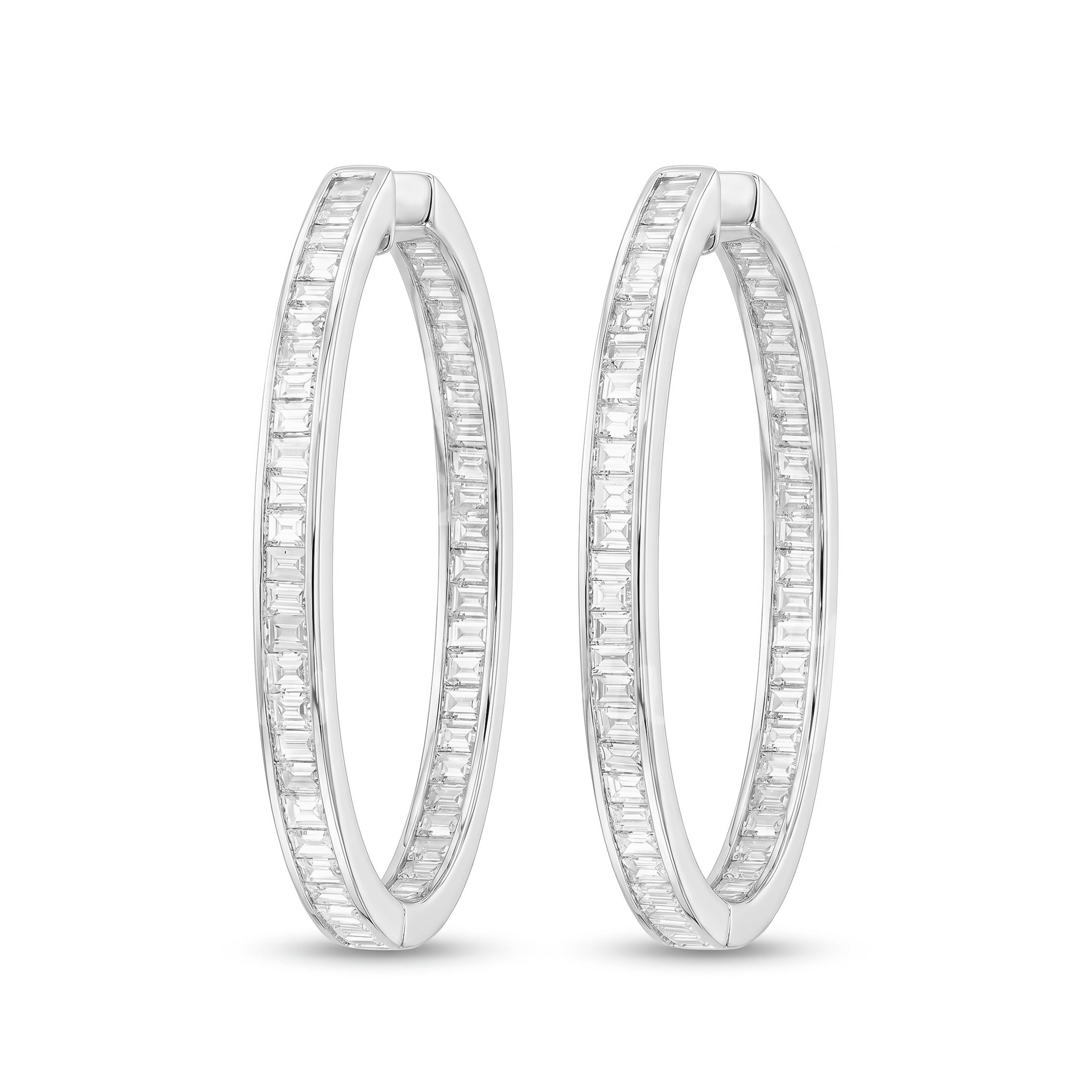 Natural Baguette Diamond Hoop Earrings