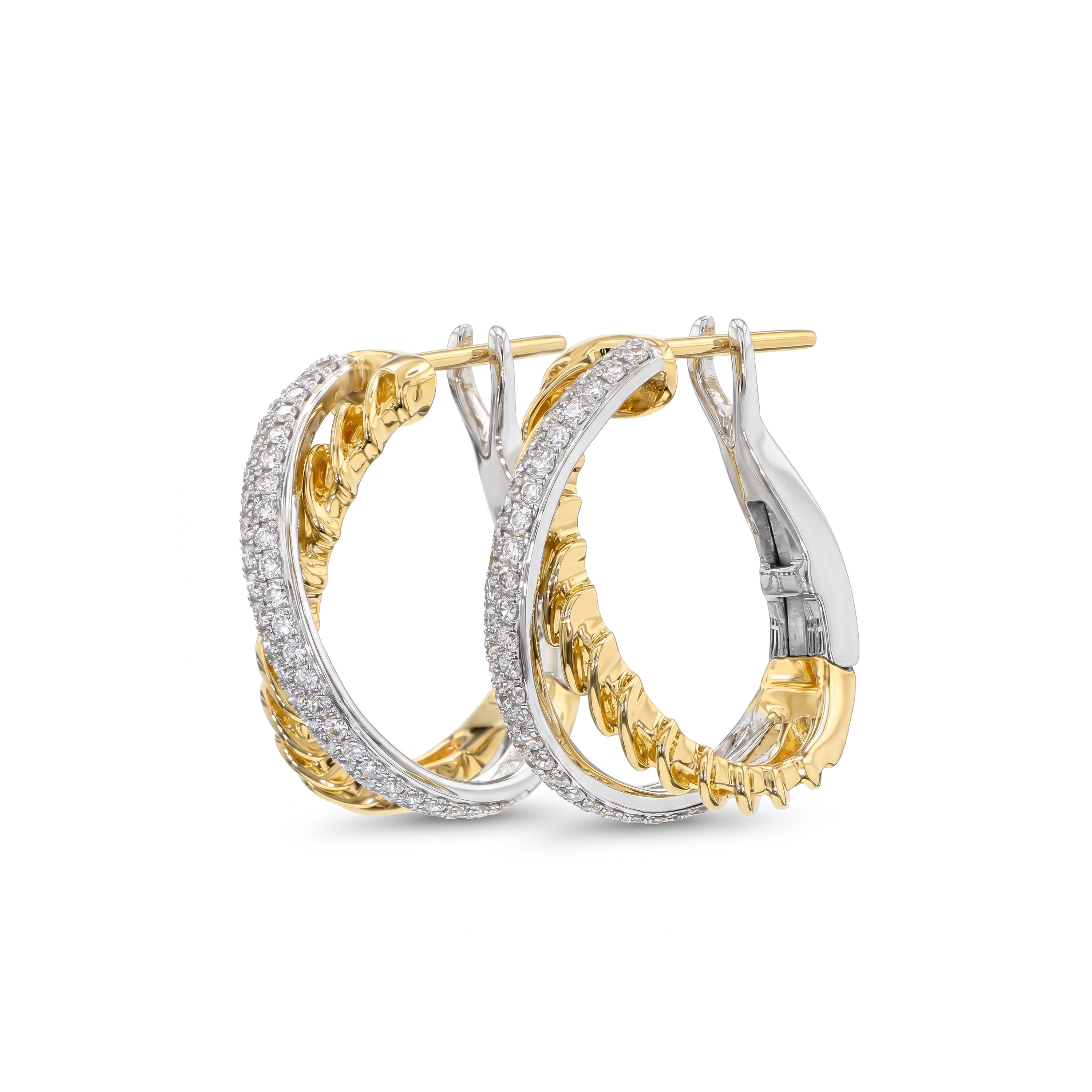 Natural Diamond Crossover Hoop Earrings