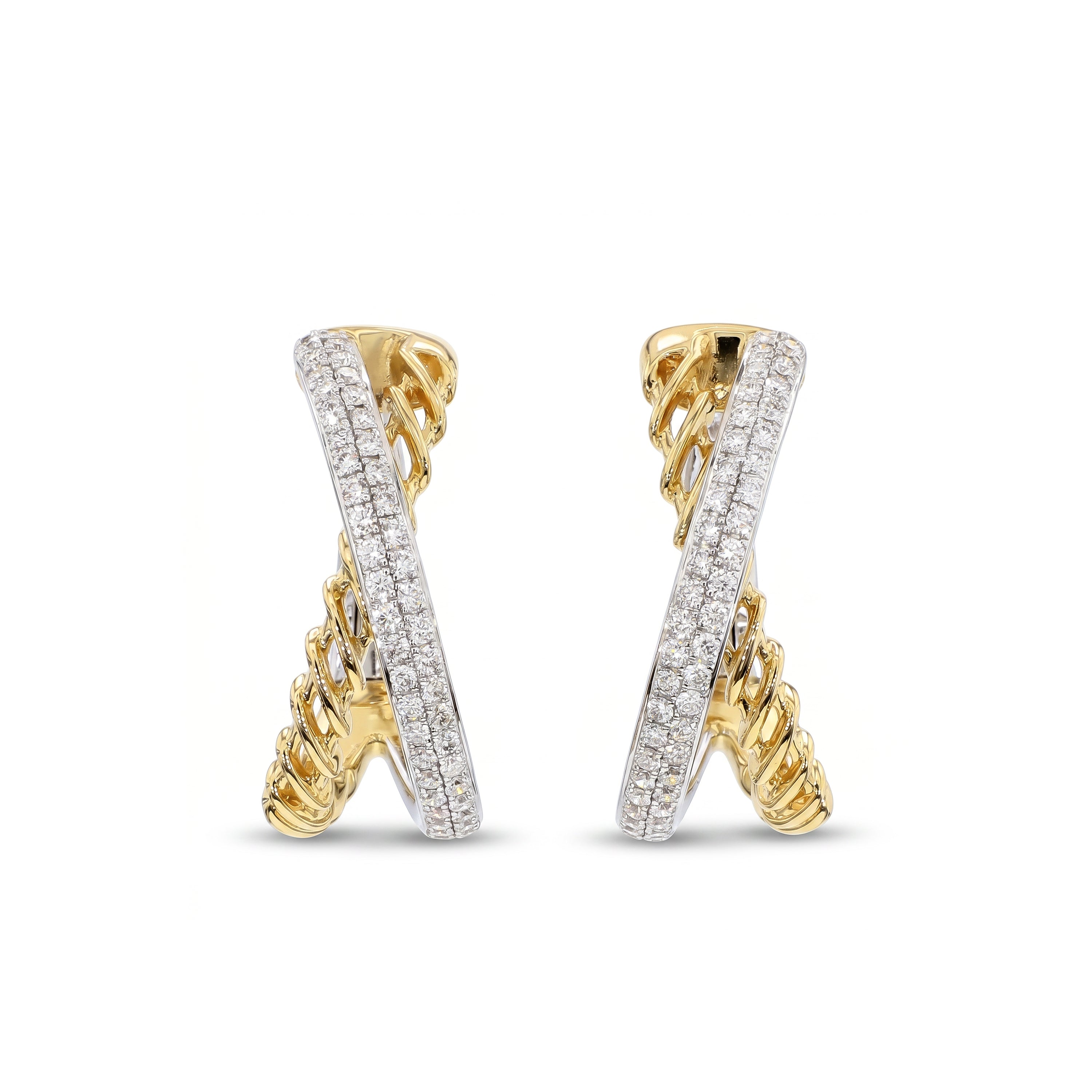 Natural Diamond Crossover Hoop Earrings