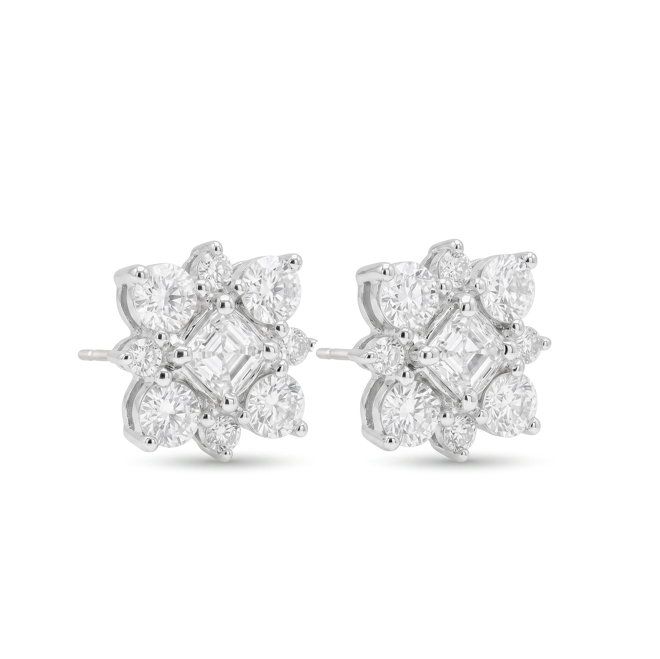 Natural Asscher Diamond Earrings