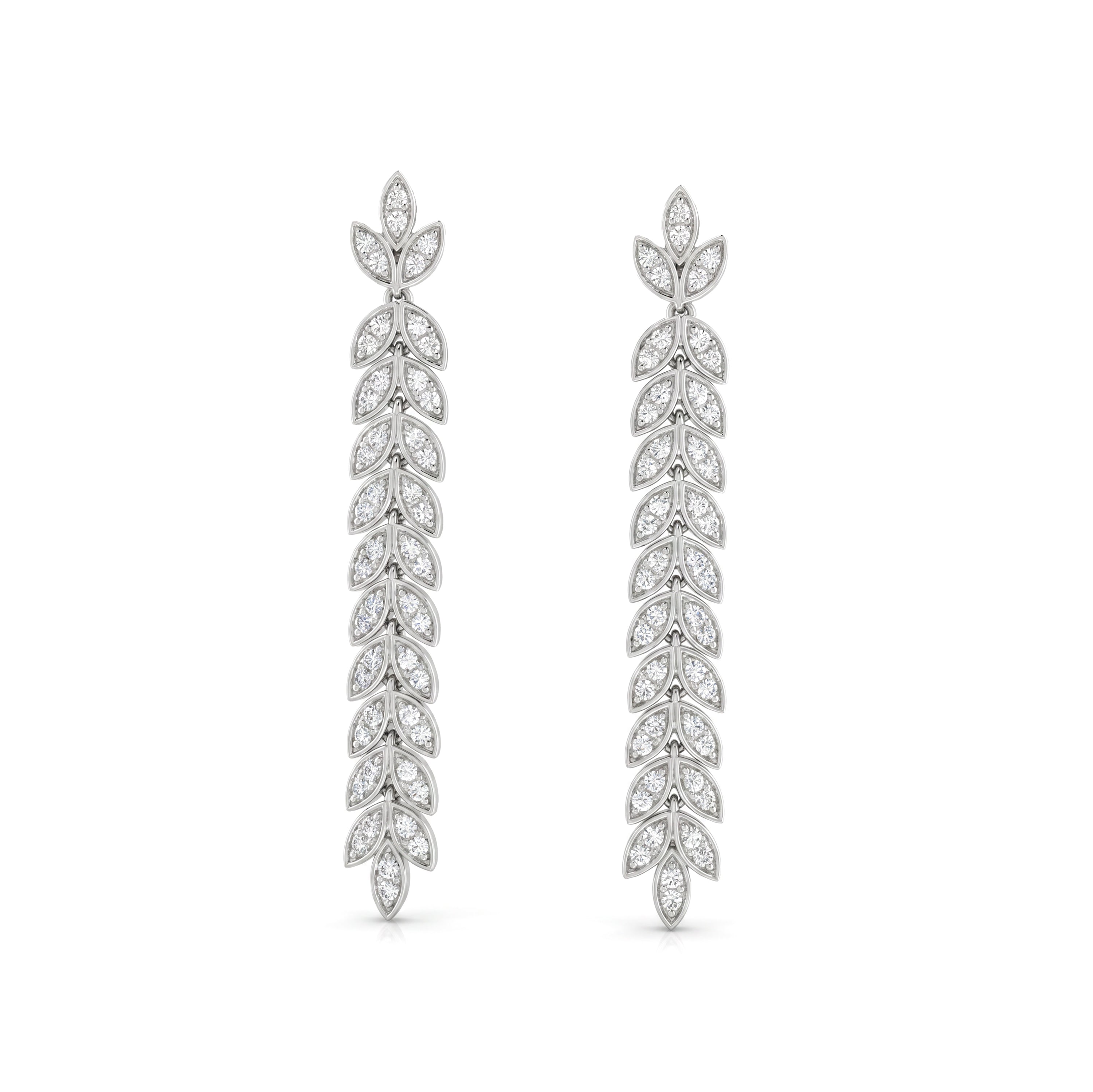 Natural Diamond Leaf Drop Earrings