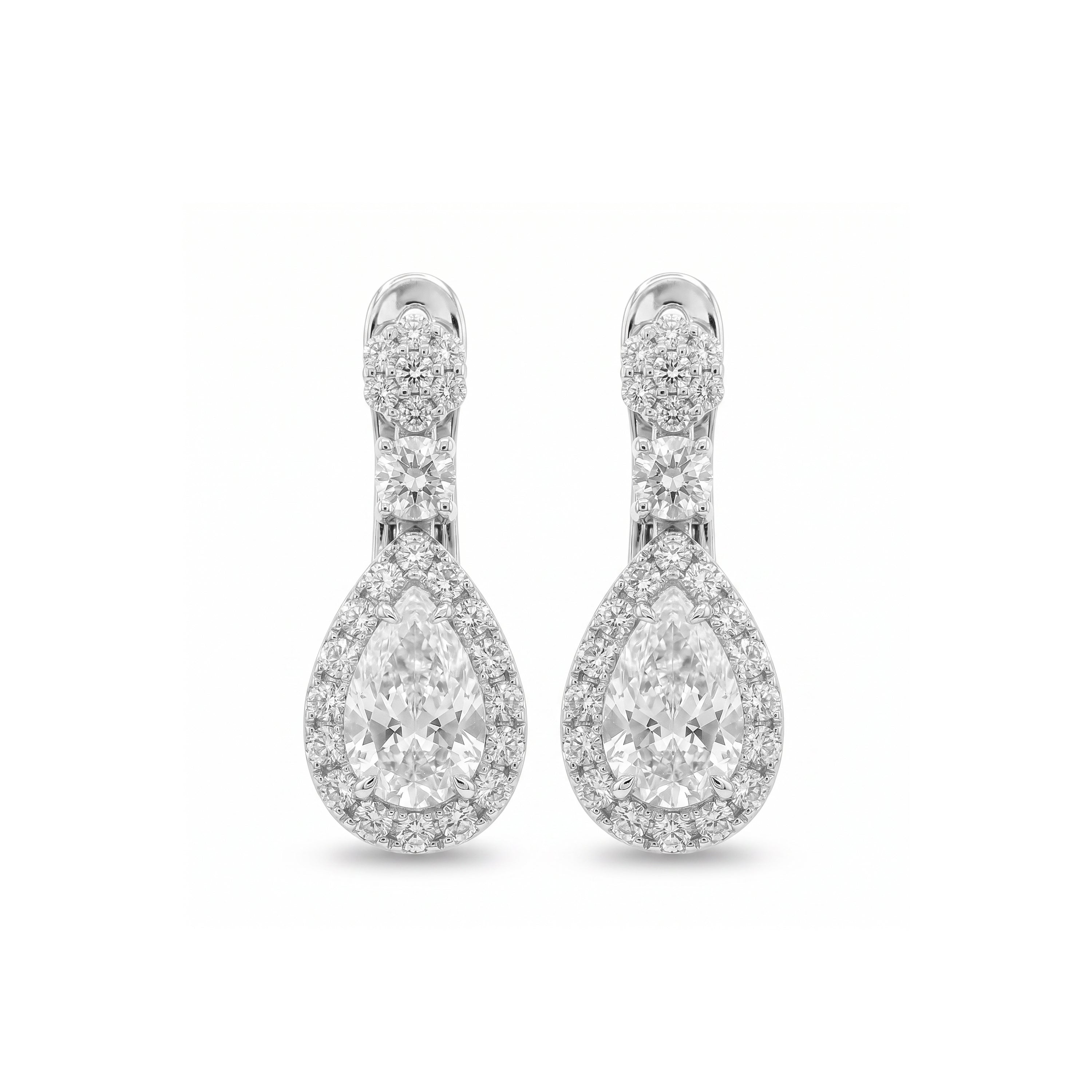 Natural Pear Diamond Halo Earrings | GIA Certified