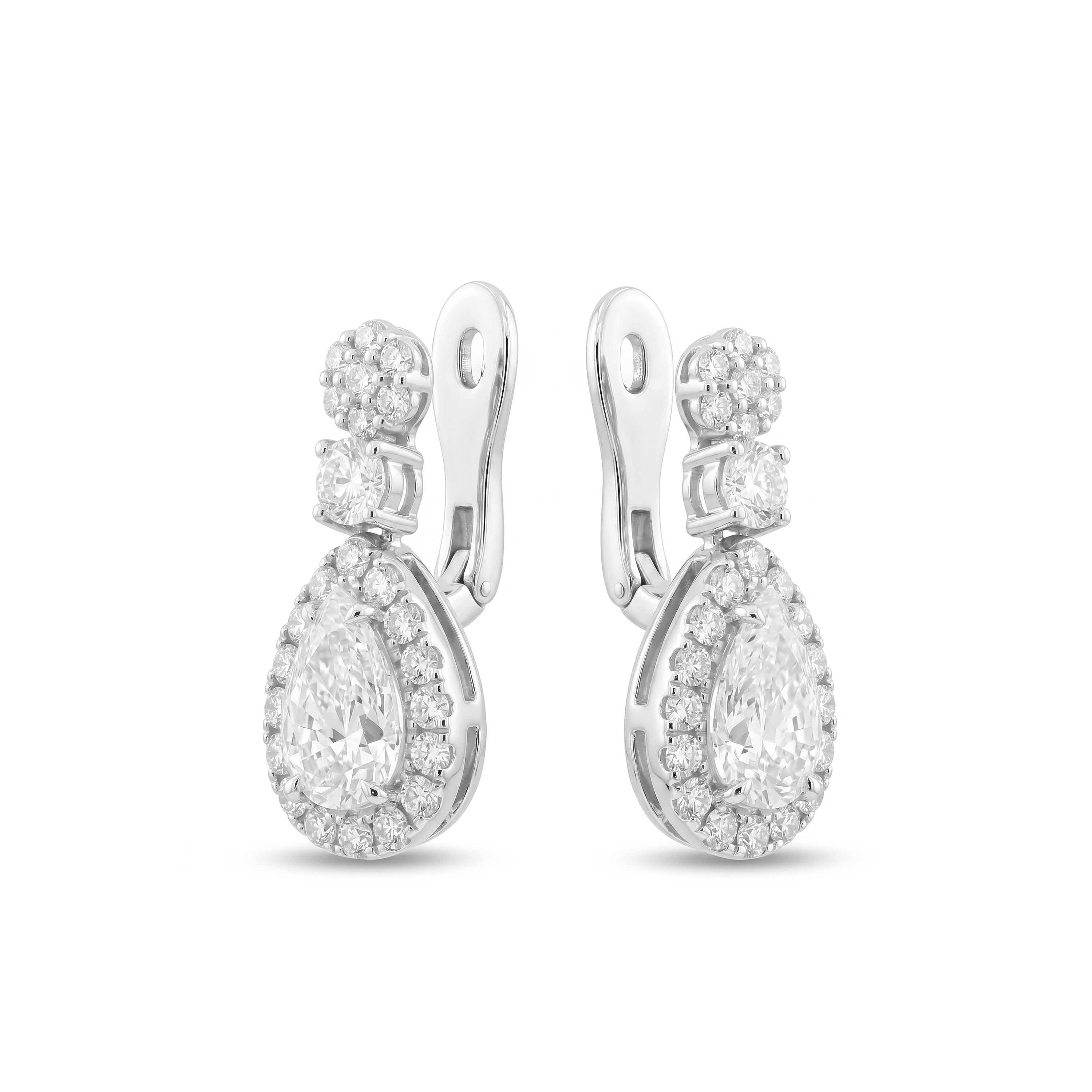 Natural Pear Diamond Halo Earrings | GIA Certified