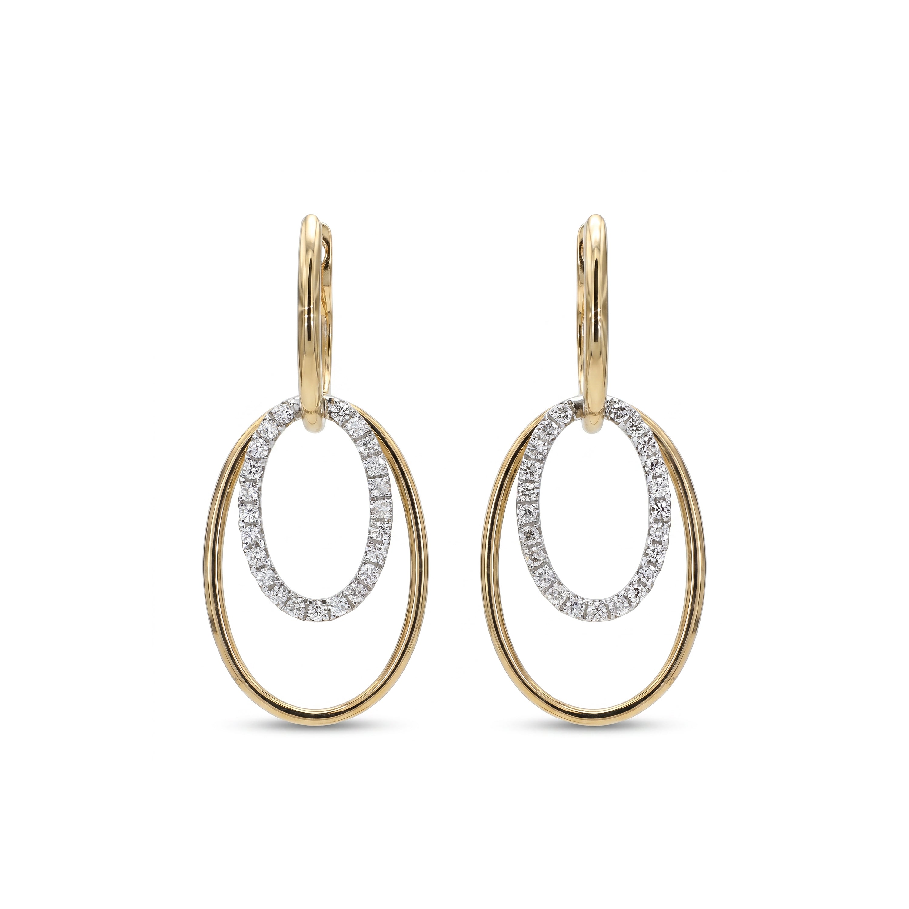 Natural Diamond Oval Loop Earrings