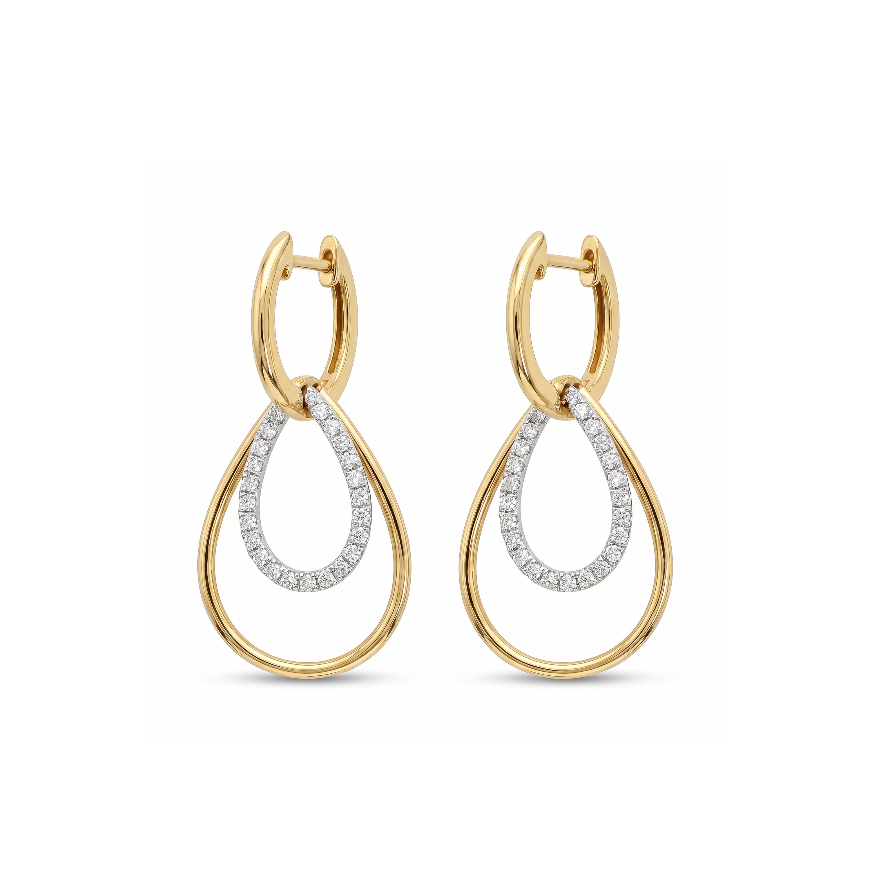 Natural White Round Diamond Pear Shape Earrings