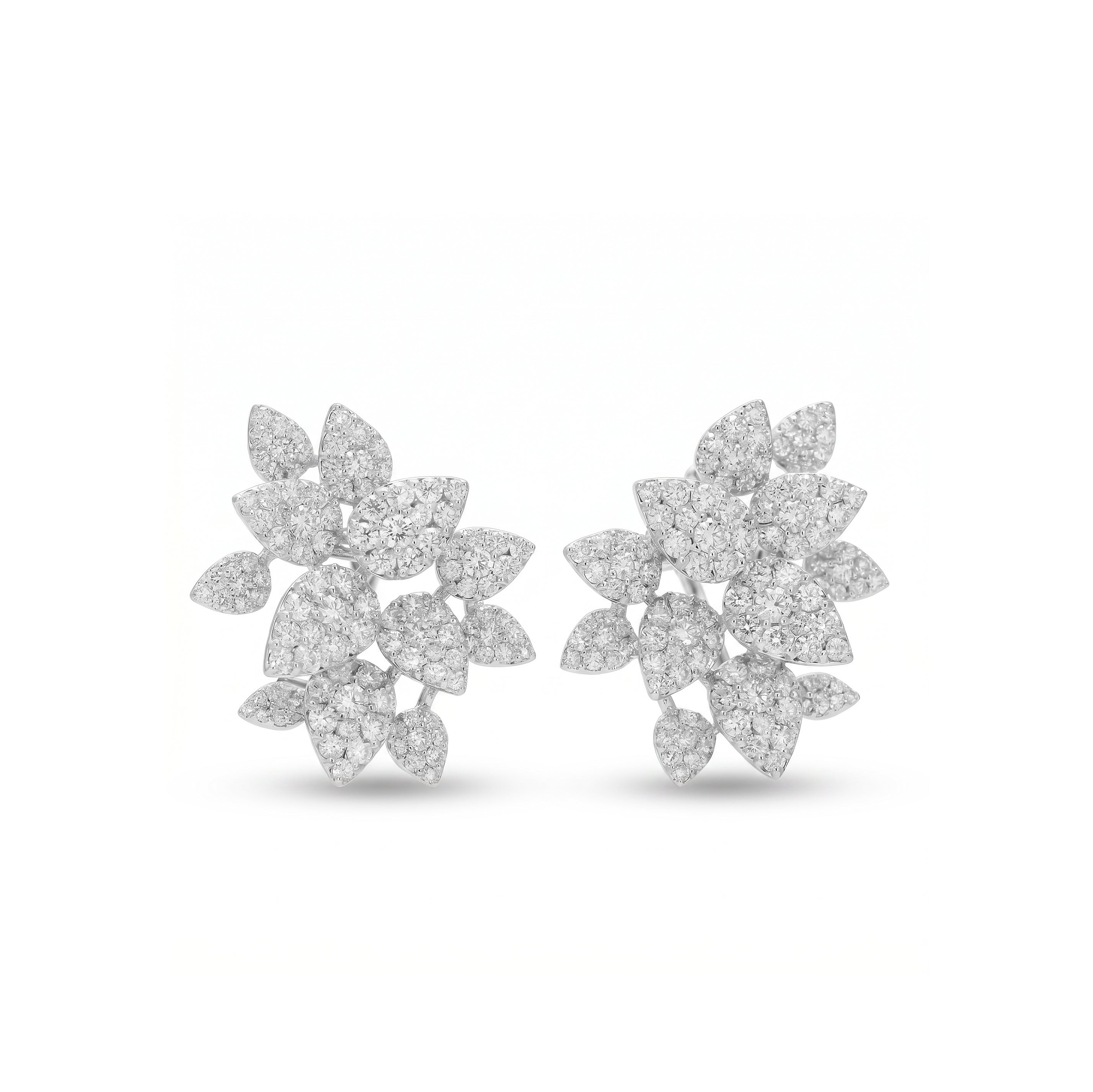 Natural Pavé Diamond Leaf Earrings