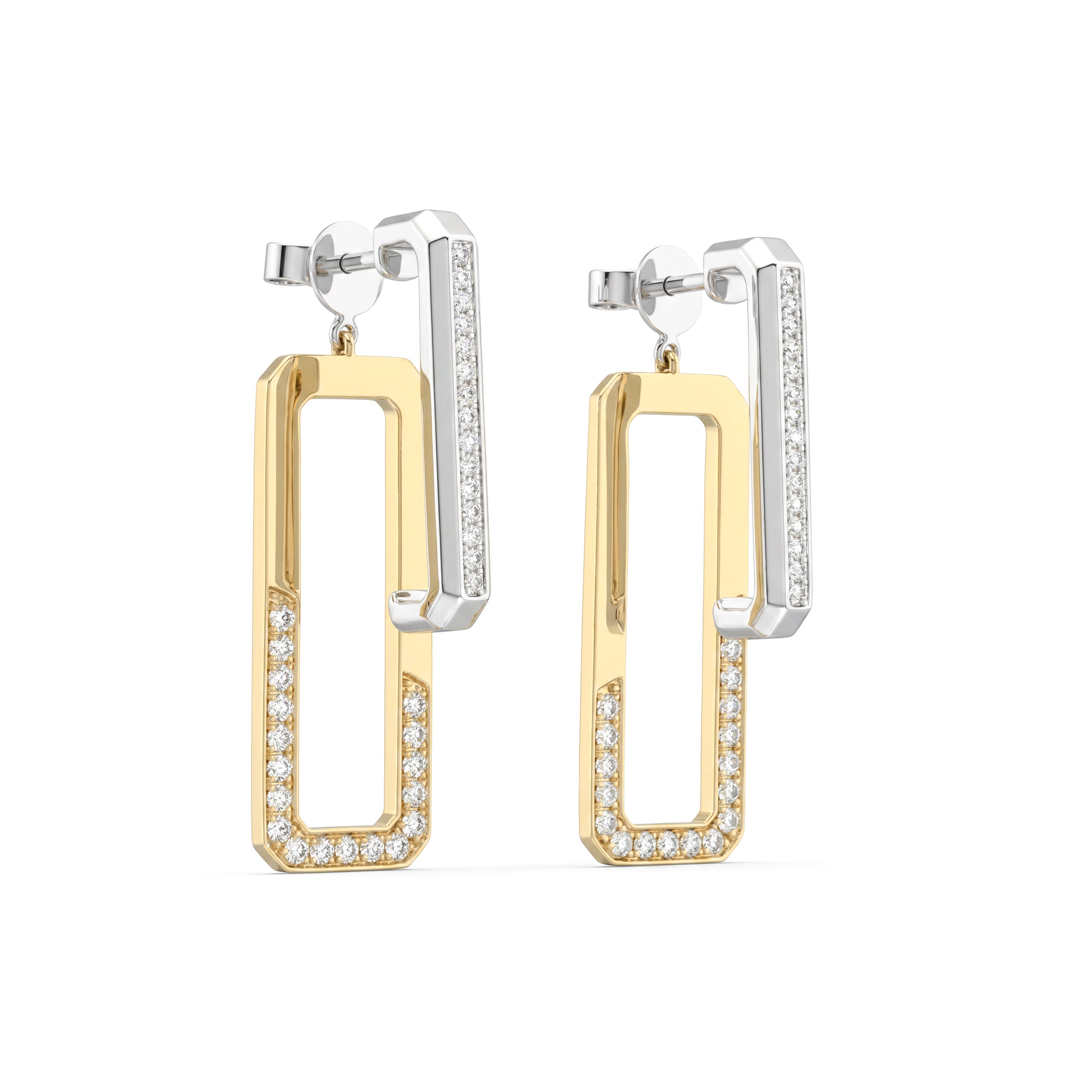 Natural Pavé Diamond Geometric Drop Earrings