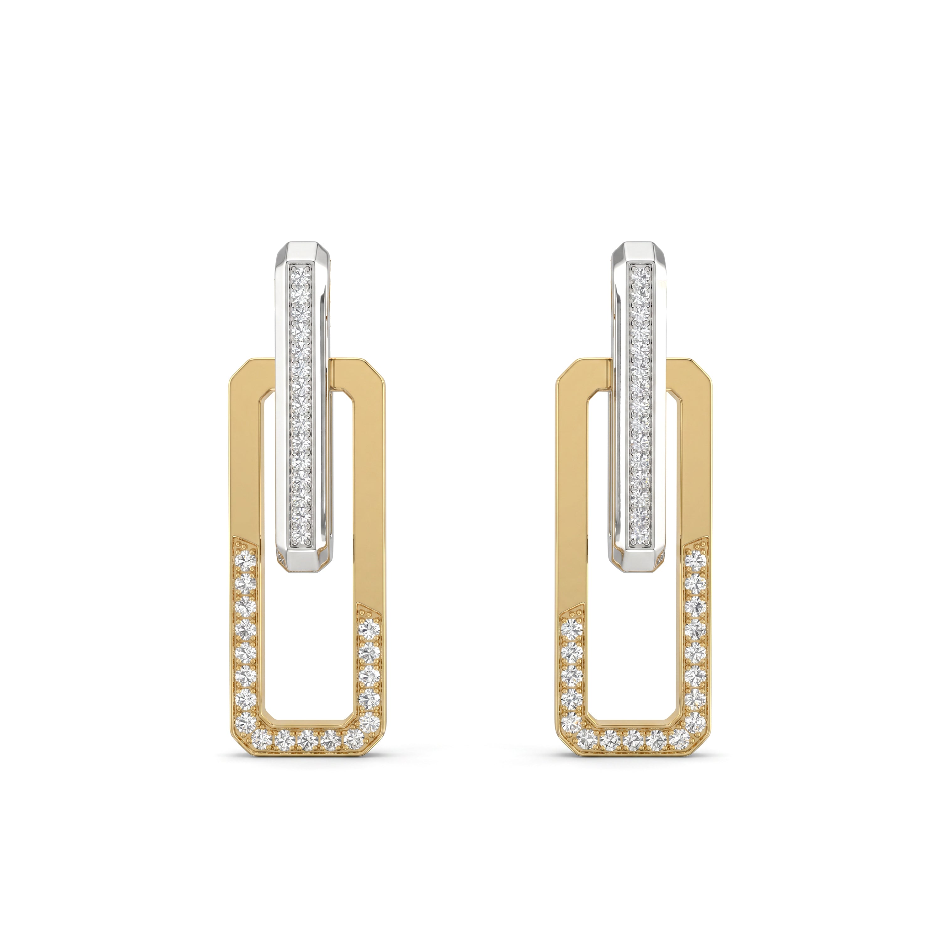 Natural Pavé Diamond Geometric Drop Earrings