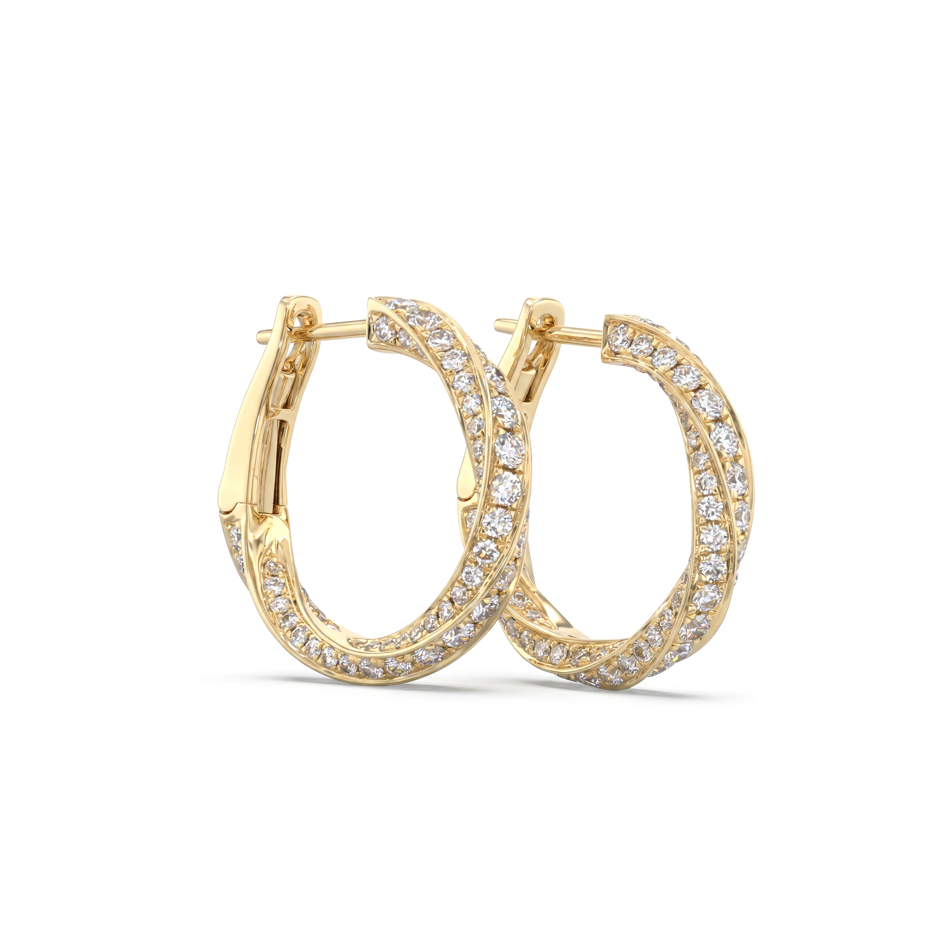 Natural Diamond Twisted Hoop Earrings