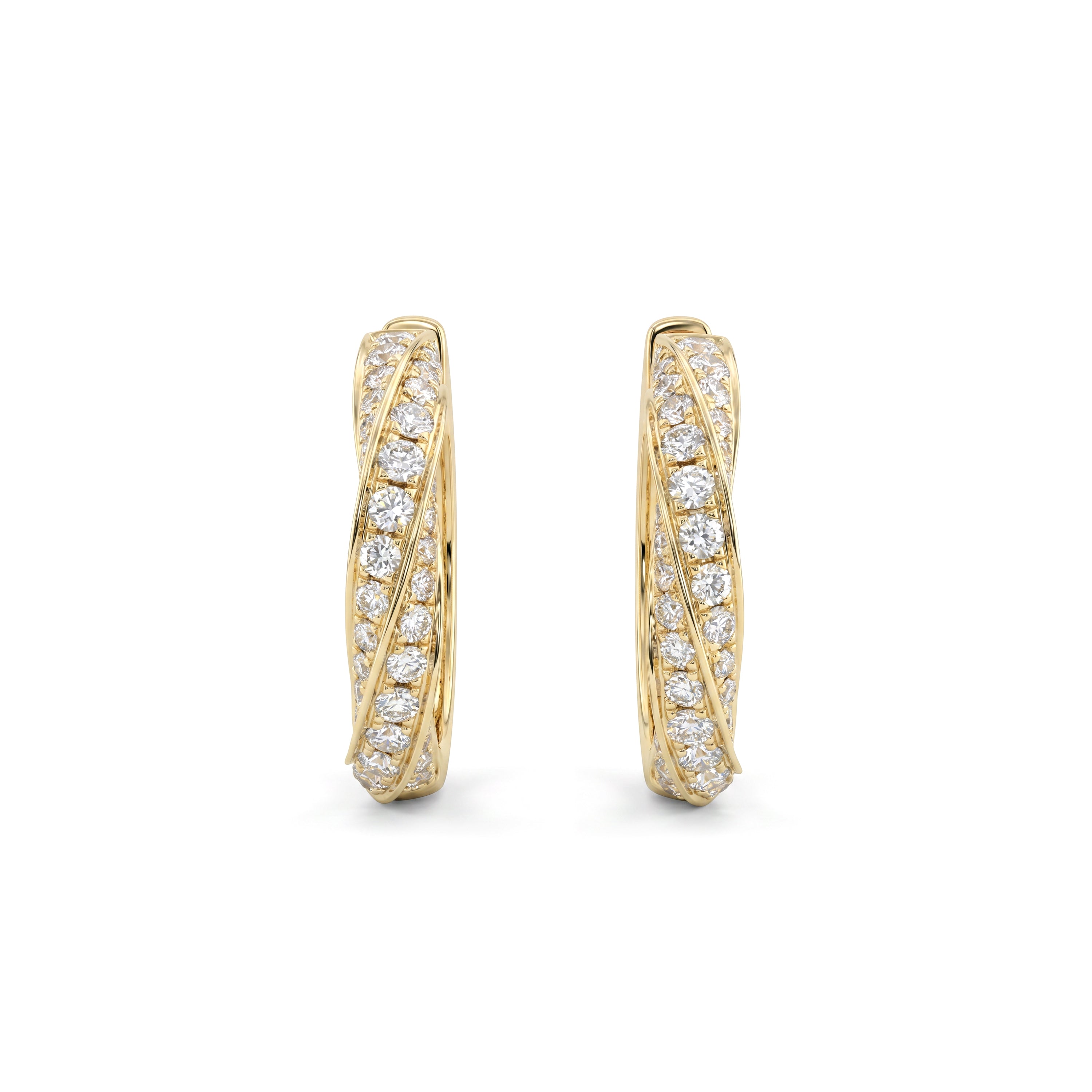 Natural Diamond Twisted Hoop Earrings