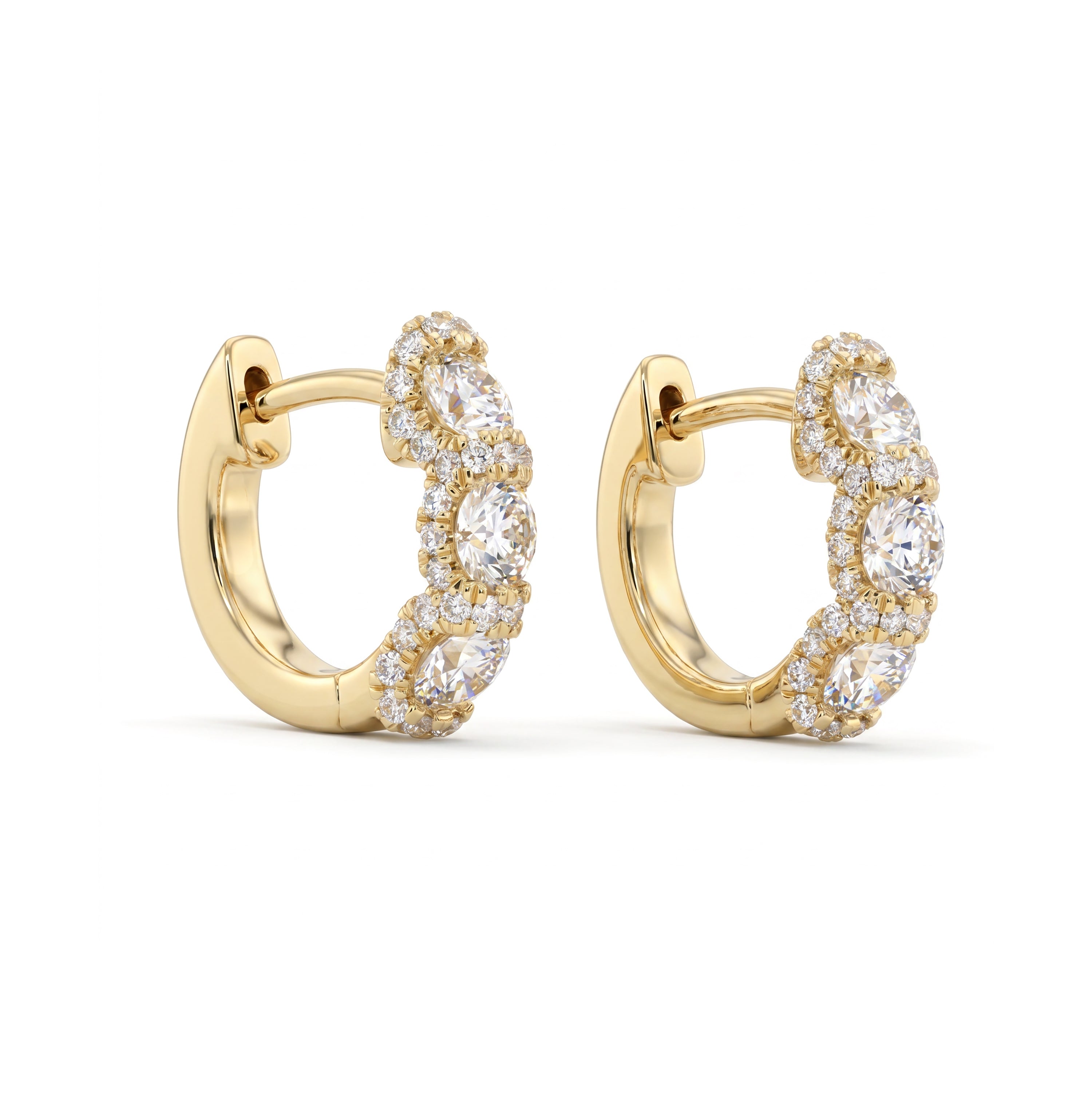 Natural Diamond Halo Huggies