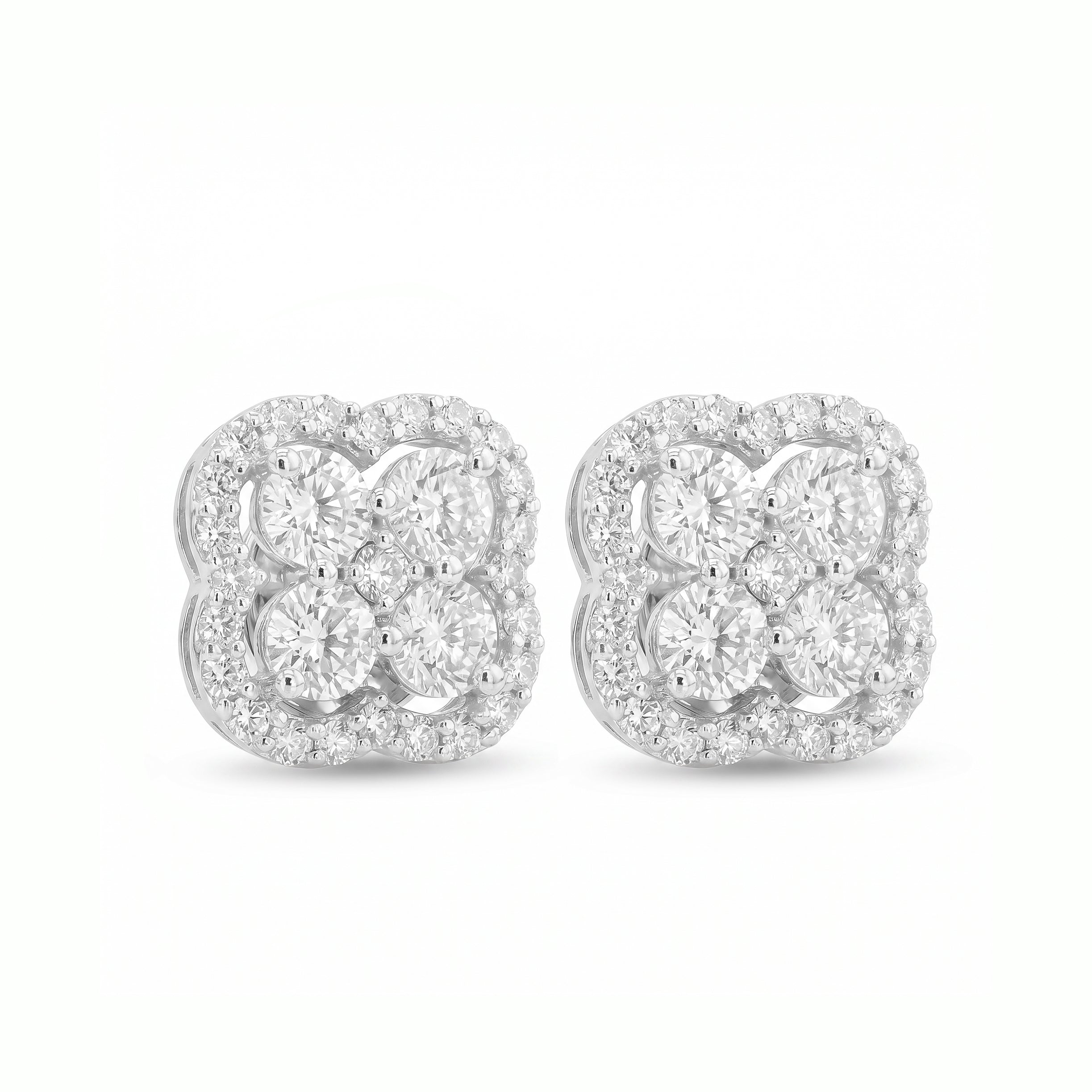 Natural Round Diamond Clover Earring