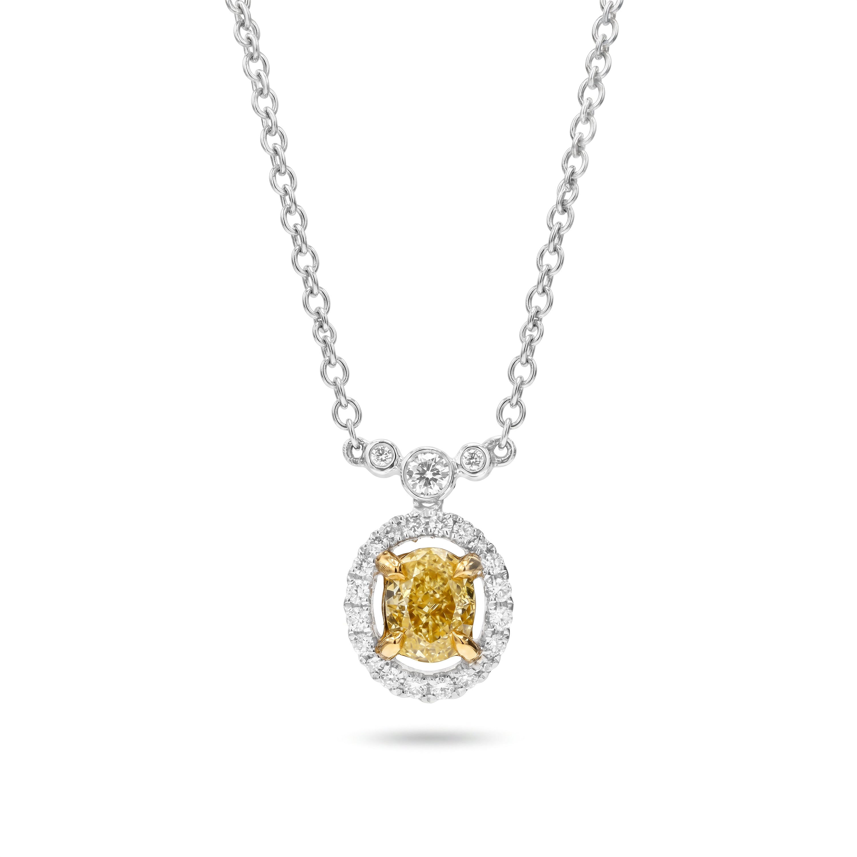 Natural Yellow Oval Diamond Necklace