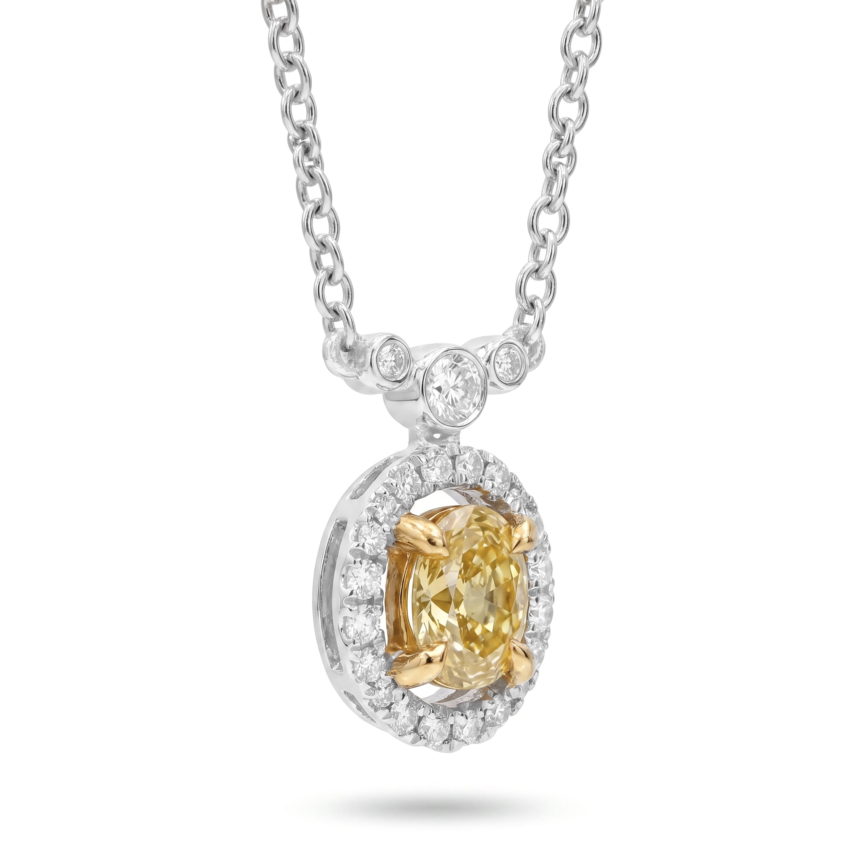 Natural Yellow Oval Diamond Necklace