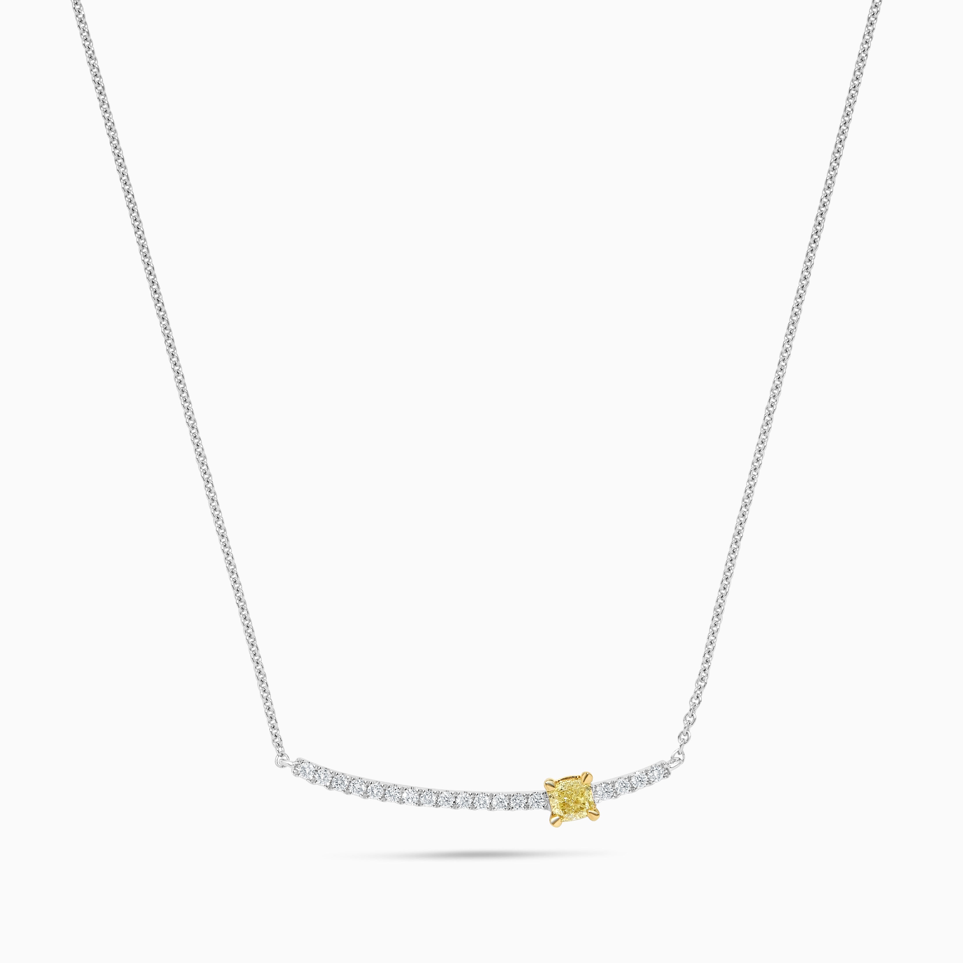 Yellow Cushion Diamond & White Diamond Necklace JN0022GP