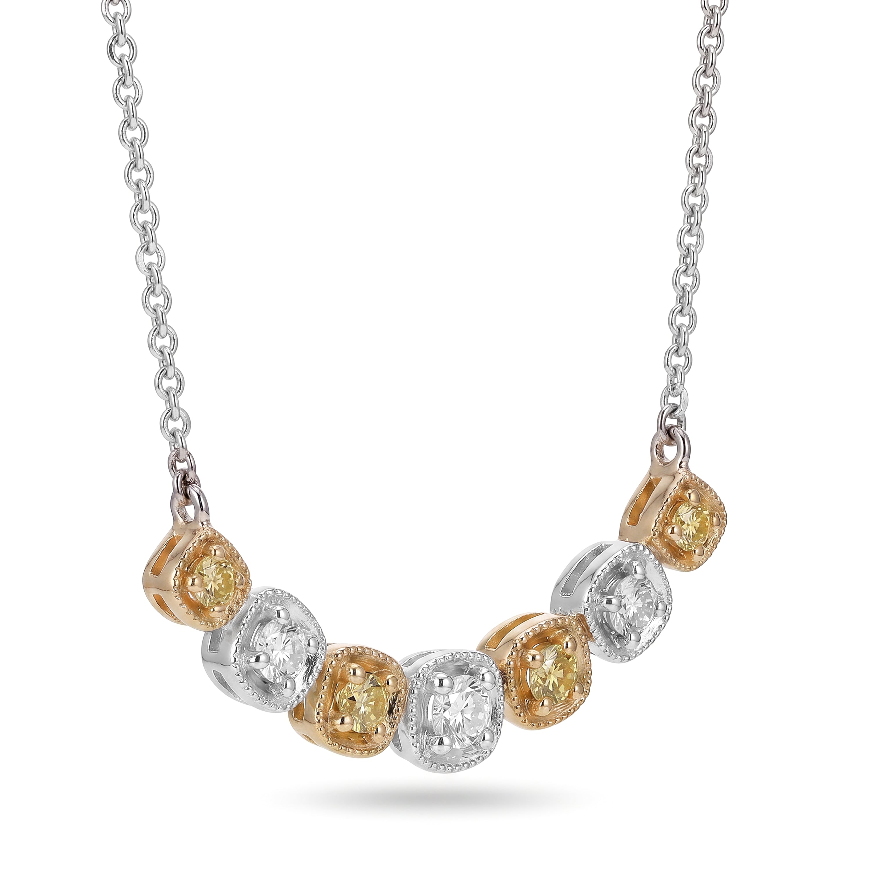 Natural Yellow & White Diamond Necklace