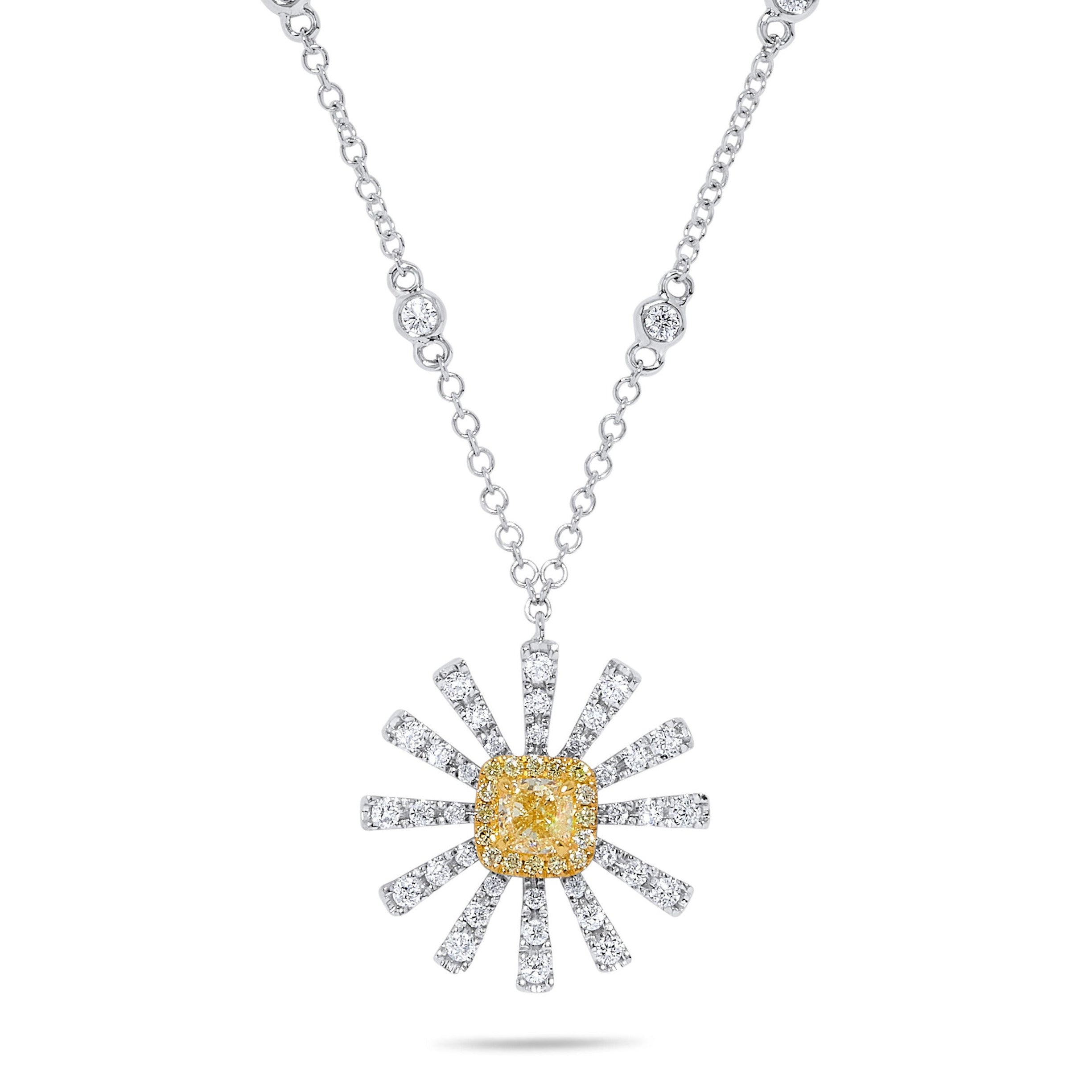 Yellow & White Diamond Flower Necklace JN0071GH