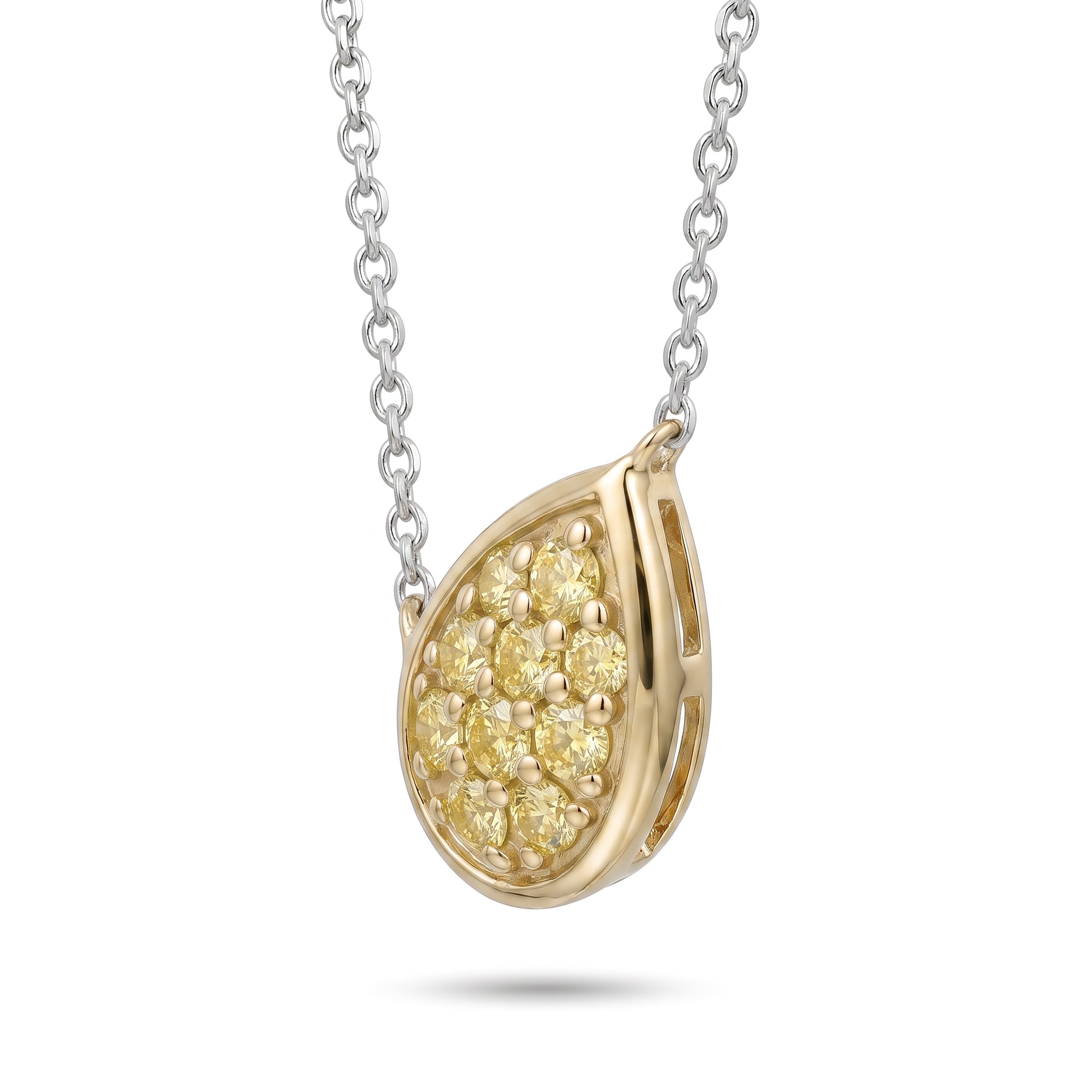 Natural Yellow Pavé Diamond Pear Shape Necklace