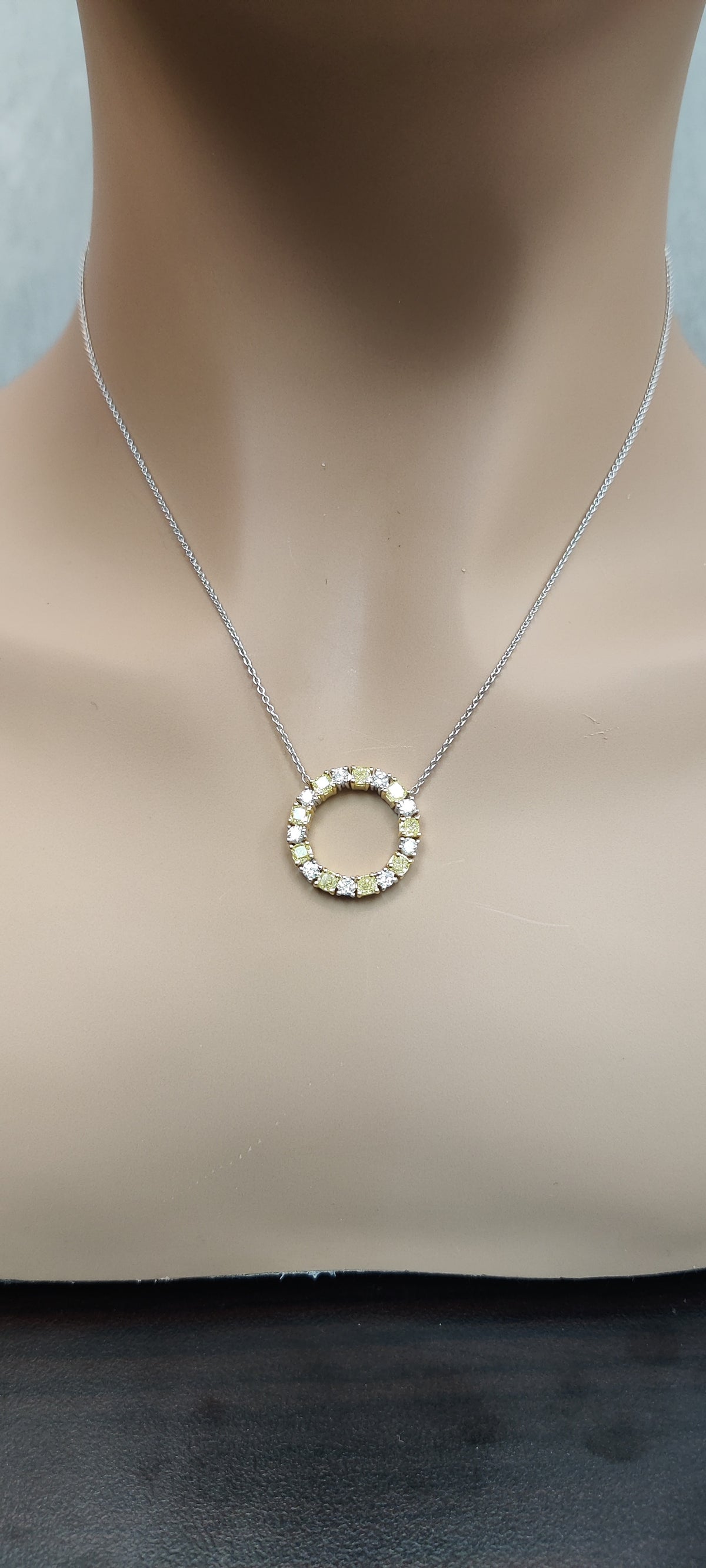 Natural Yellow Cushion Diamond Necklace