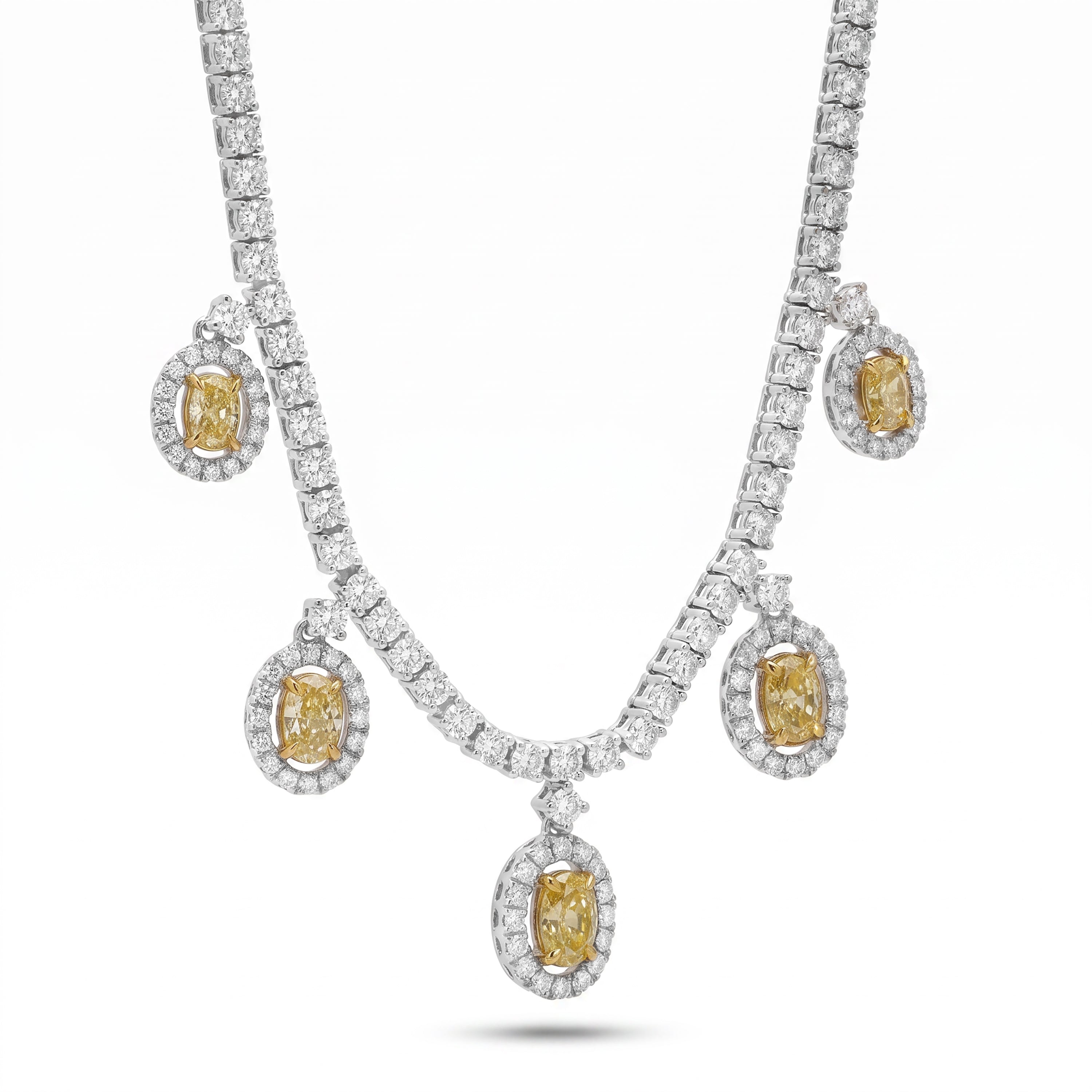 Natural Yellow Oval Diamond Necklace