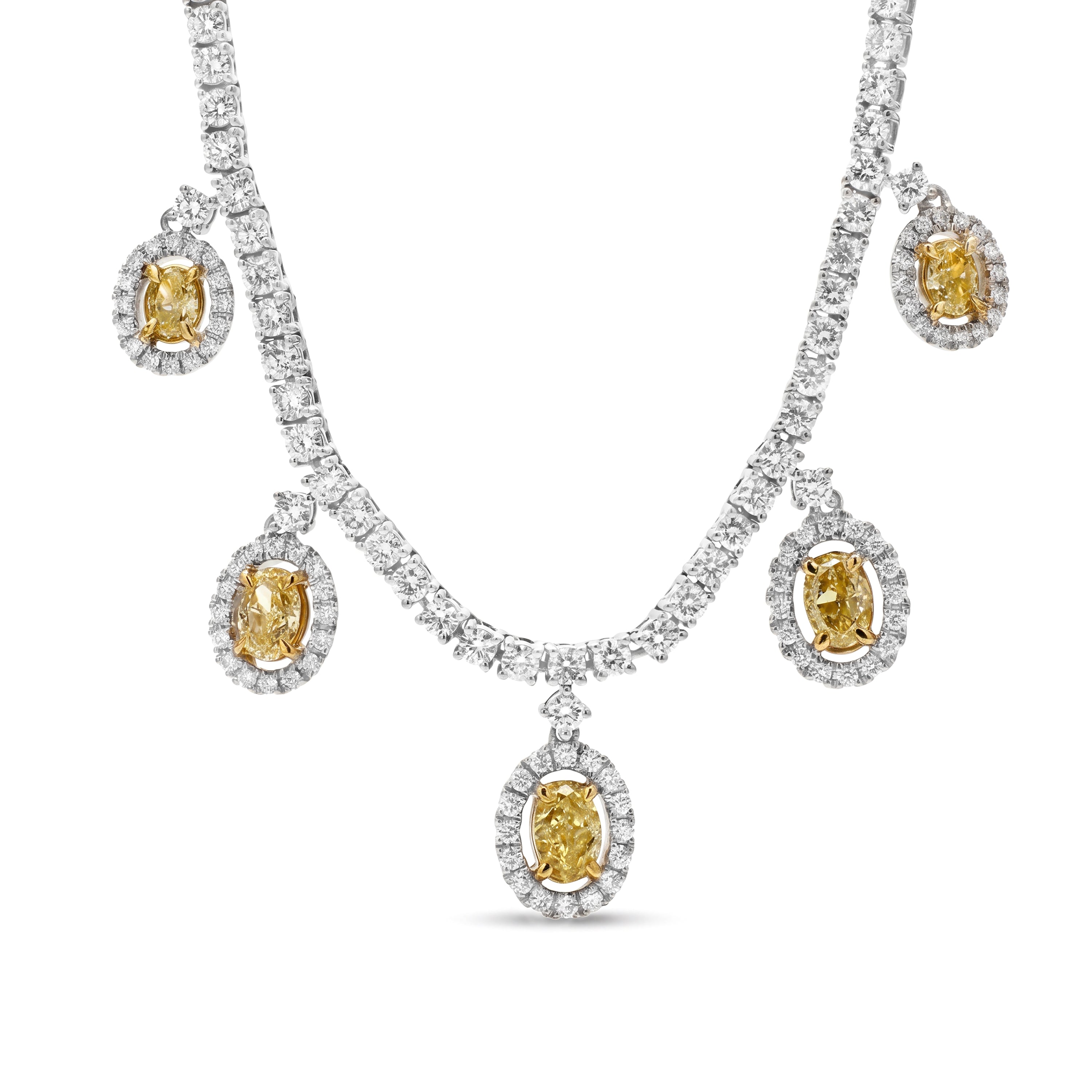 Natural Yellow Oval Diamond Necklace