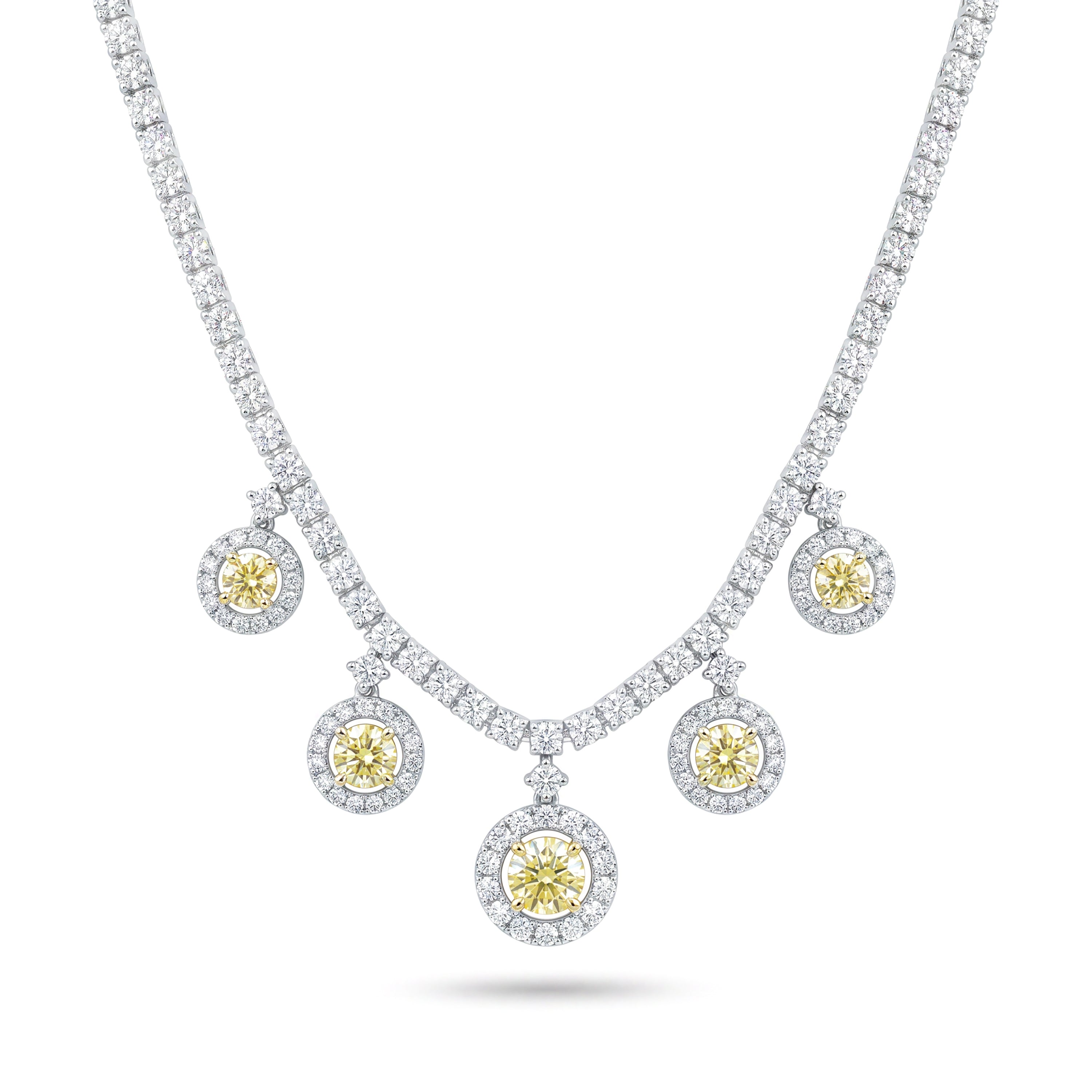 Natural Yellow Round Diamond Necklace