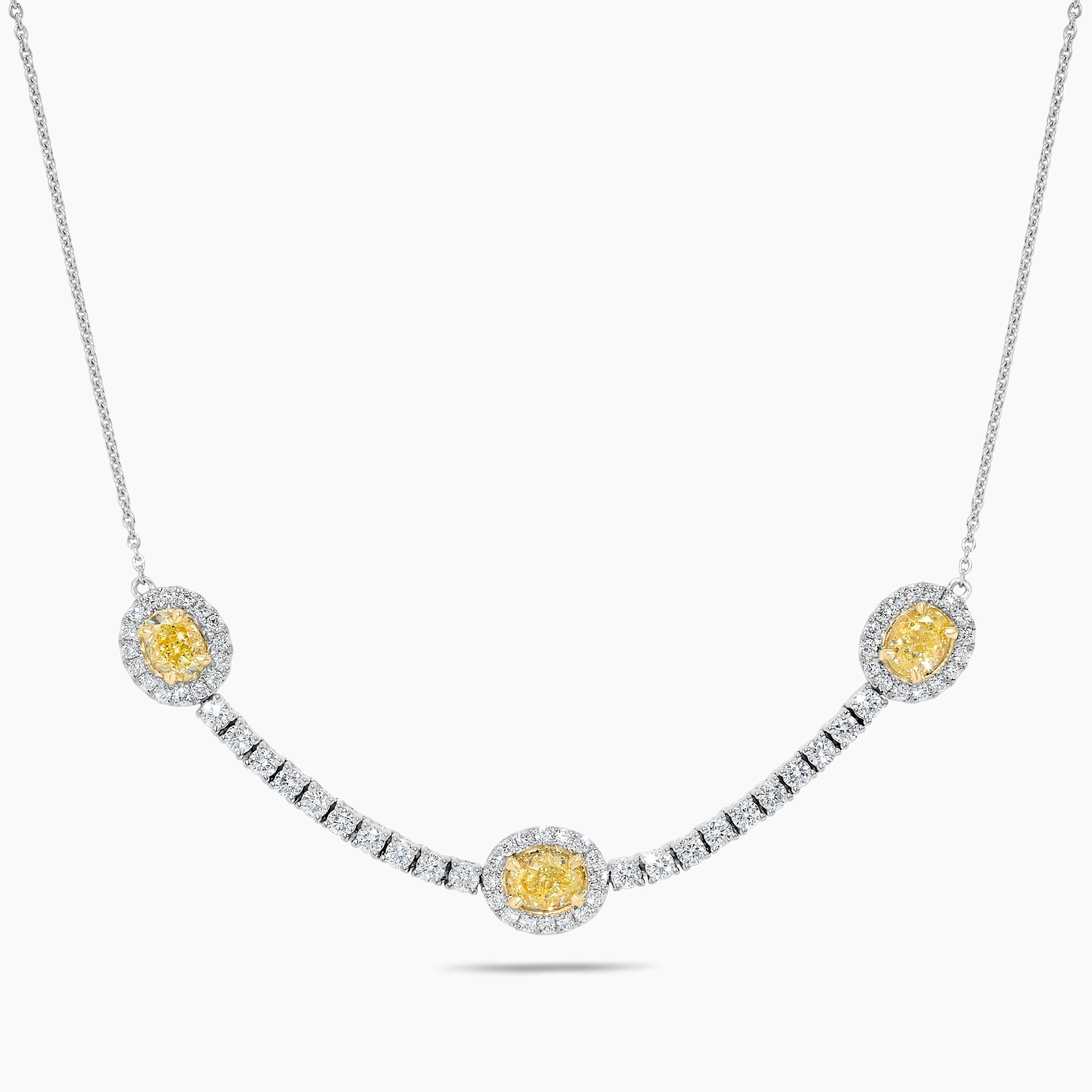 Yellow Oval Cut & White Diamond Necklace JN0119GP
