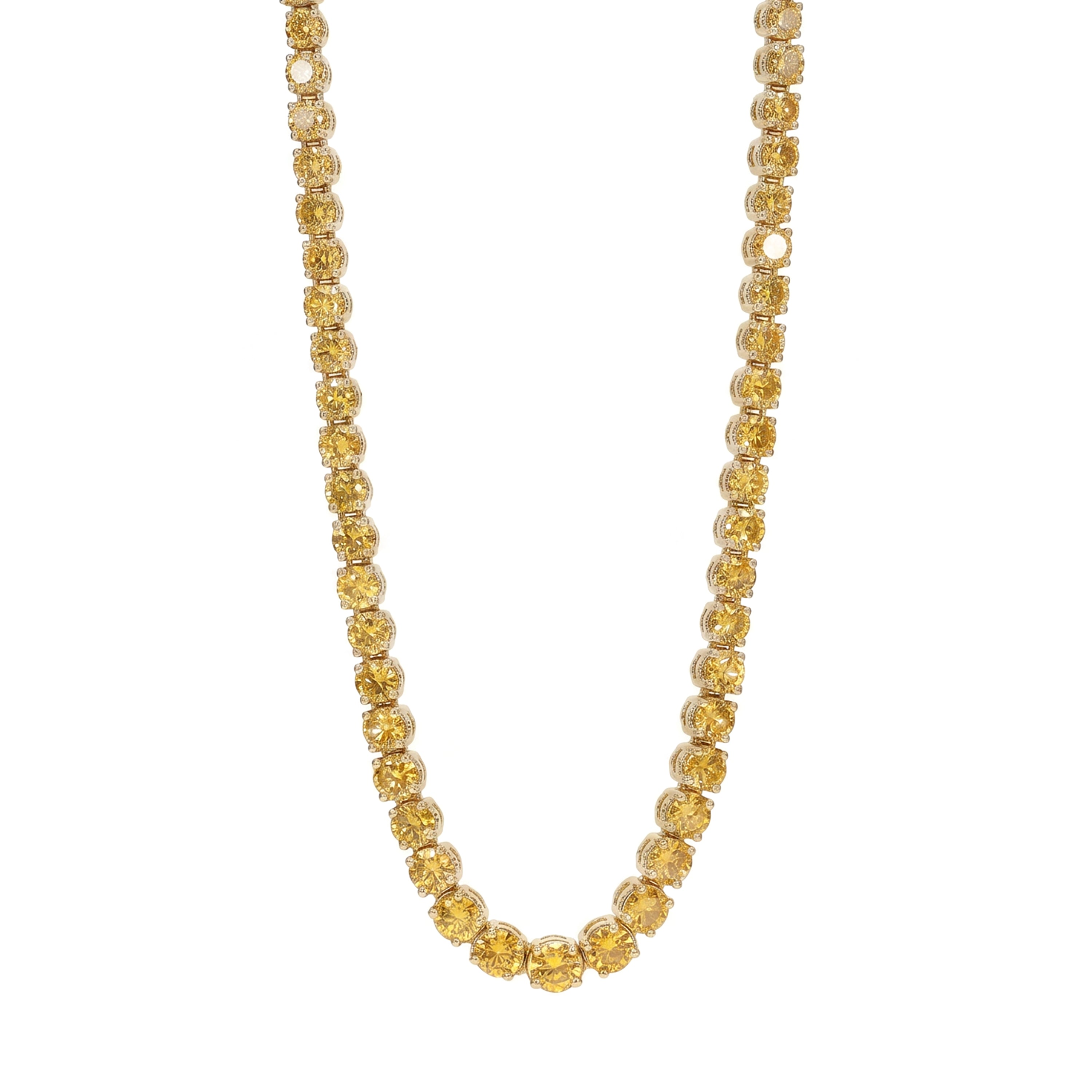Natural 8.89 CT Orange Round Diamond Necklace