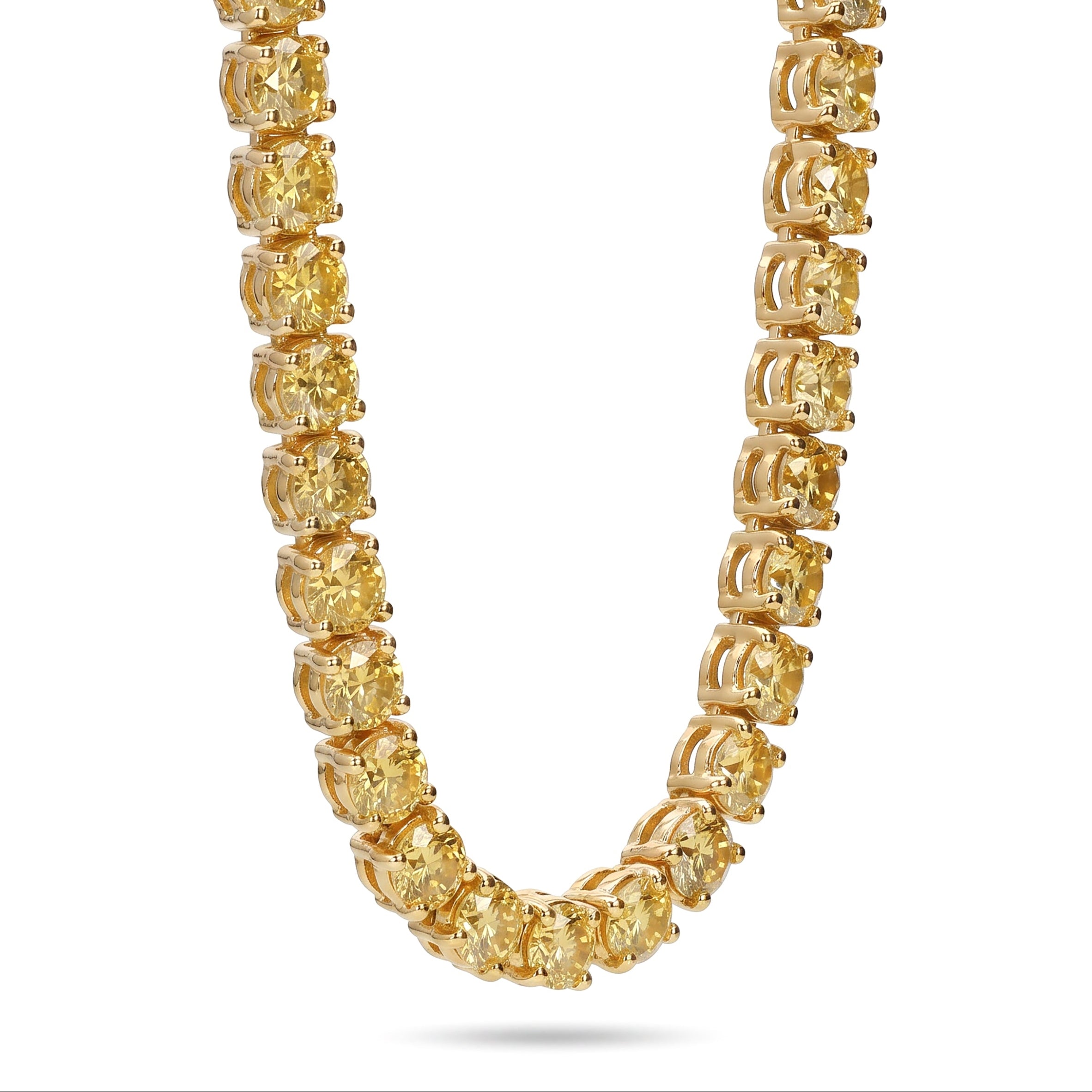 Natural 8.05 CT Yellow Round Diamond Tennis Necklace