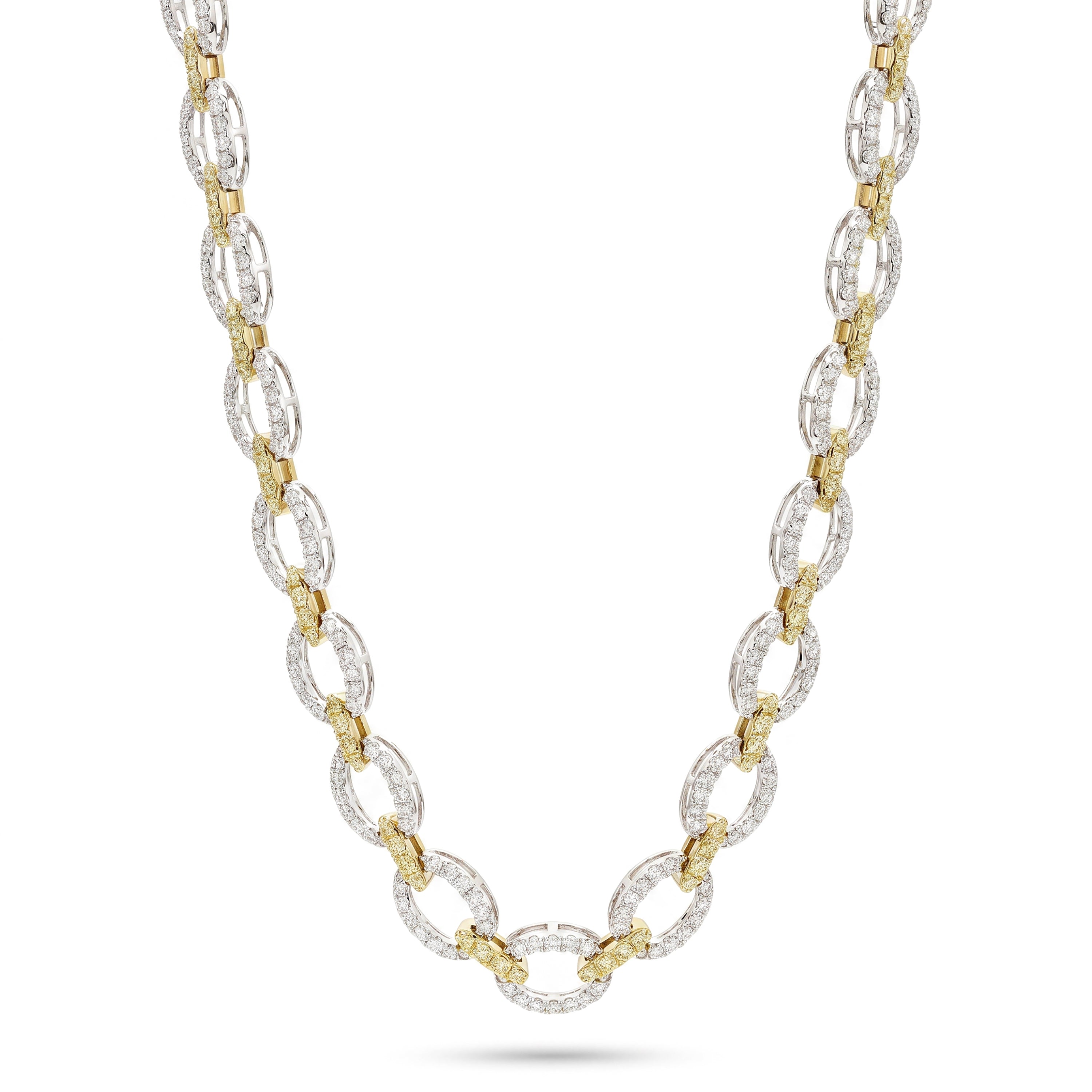 Natural Yellow & White Diamond Link Necklace