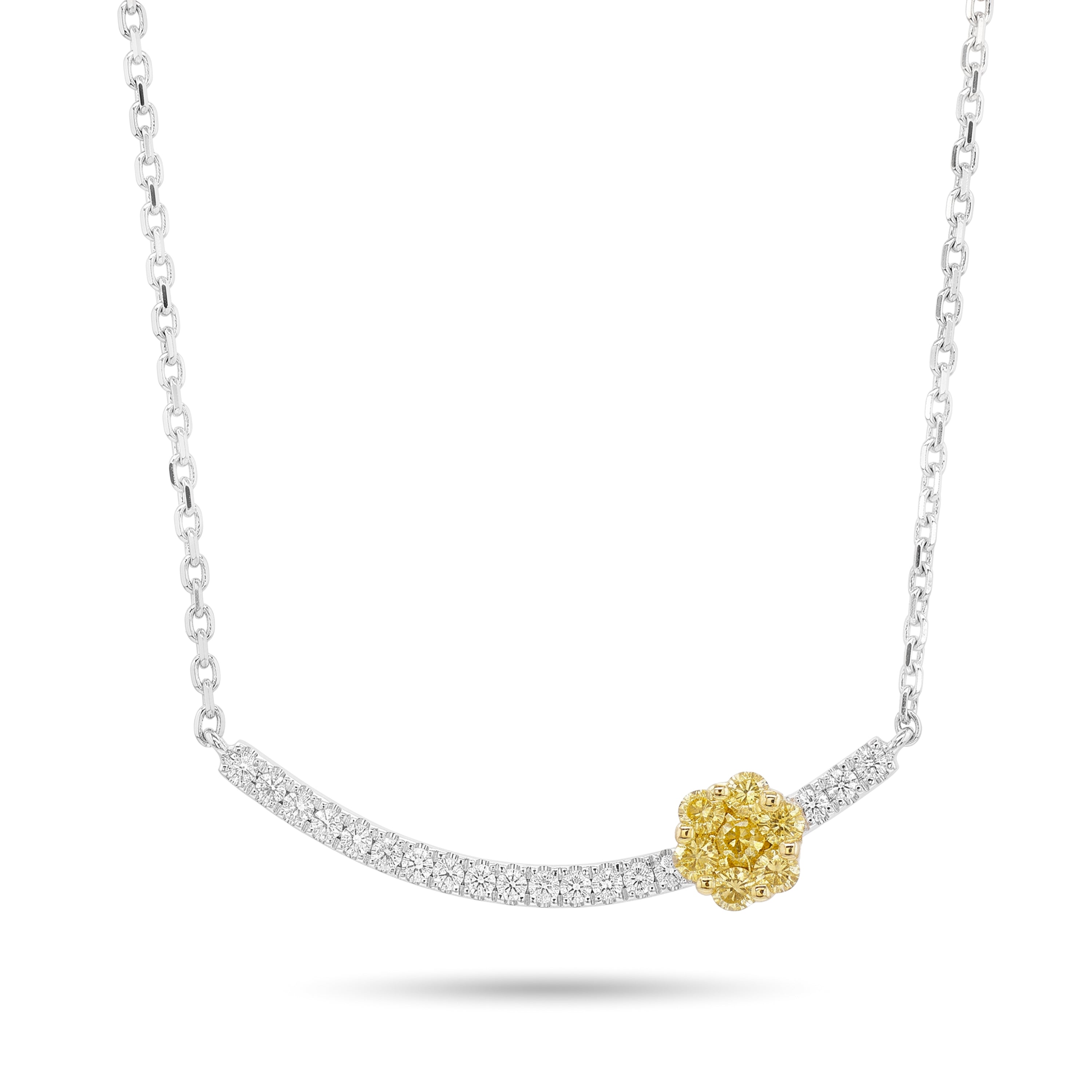 Natural Yellow & White Diamond Necklace