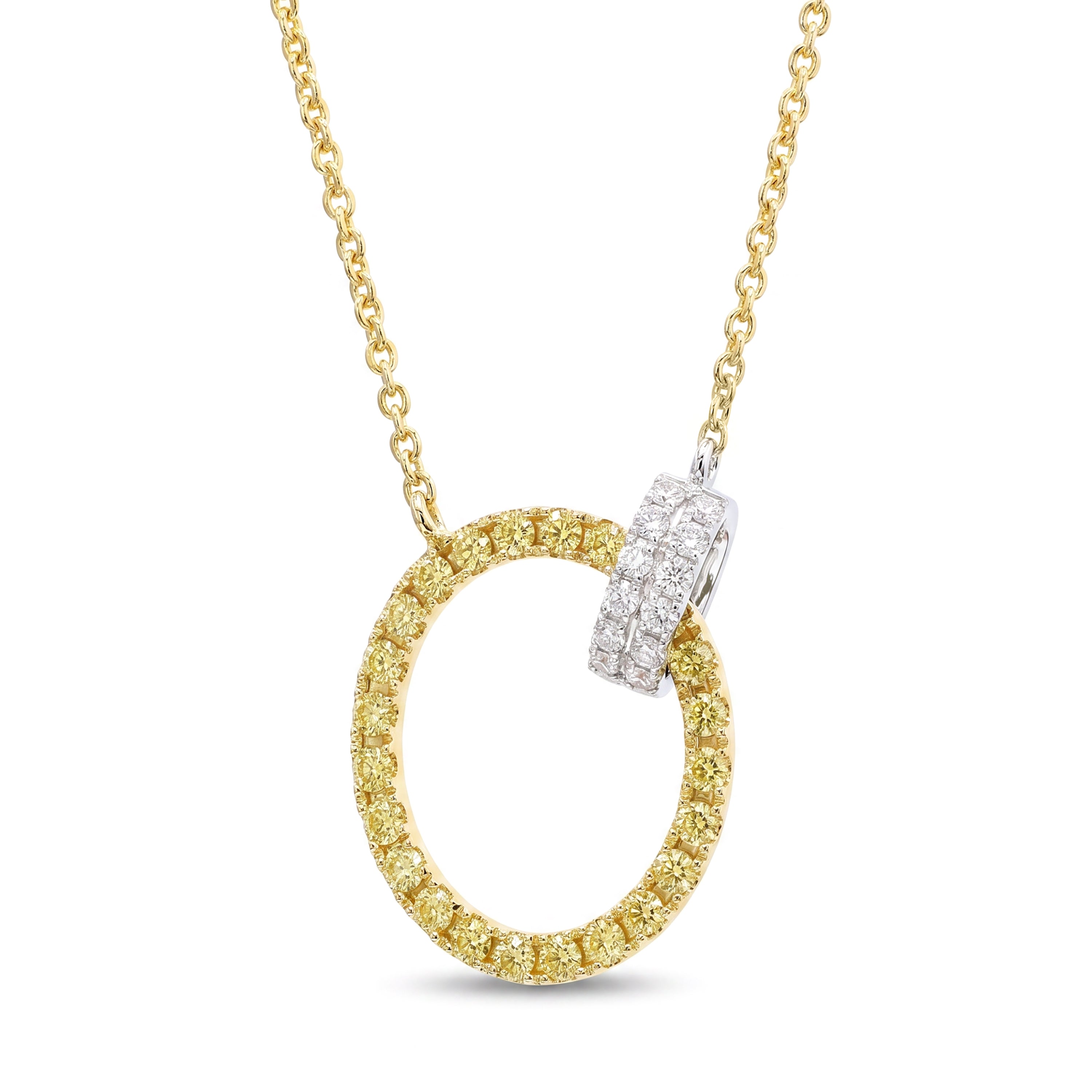 Natural Yellow & White Diamond Circle Necklace