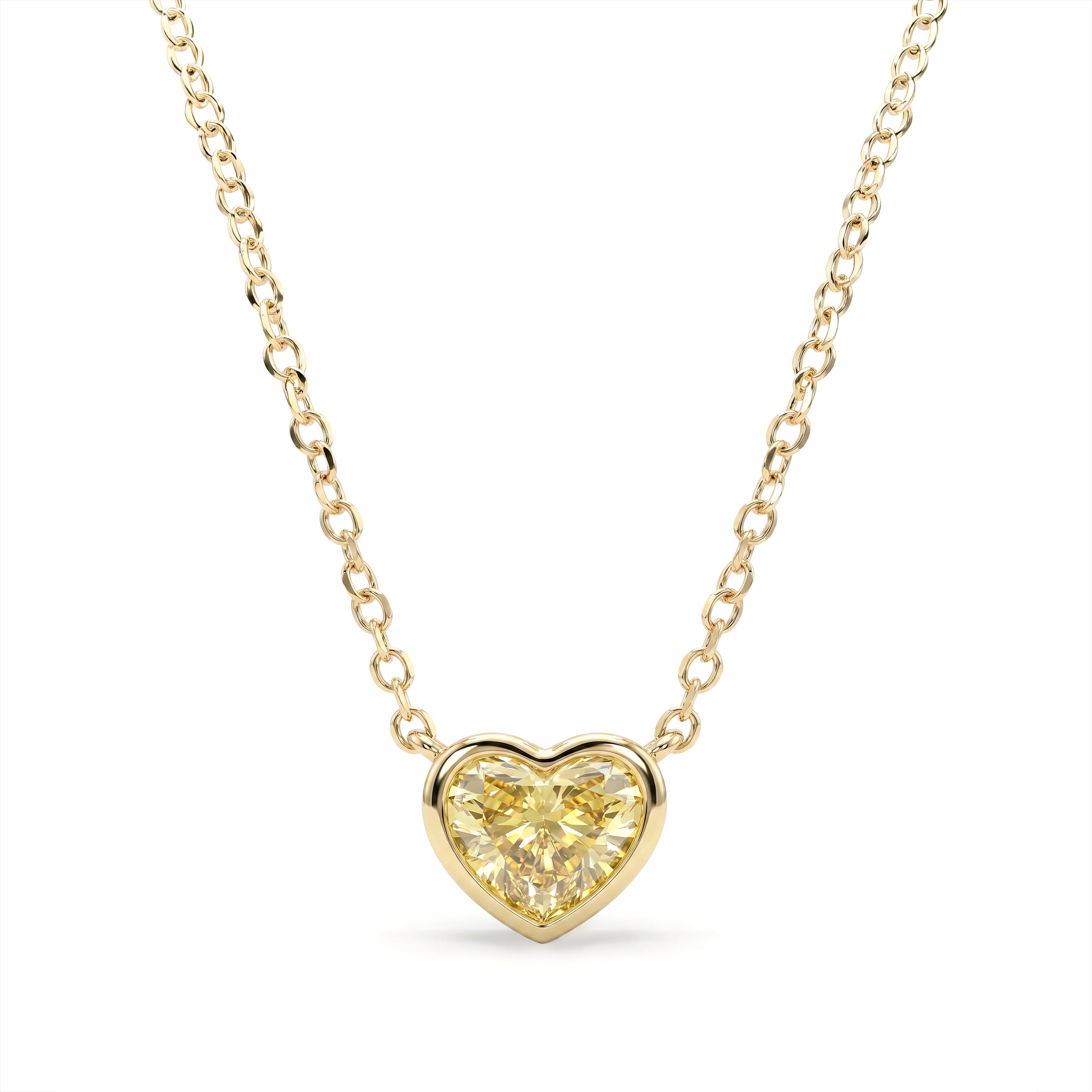 Natural Yellow Heart Diamond Bezel Necklace