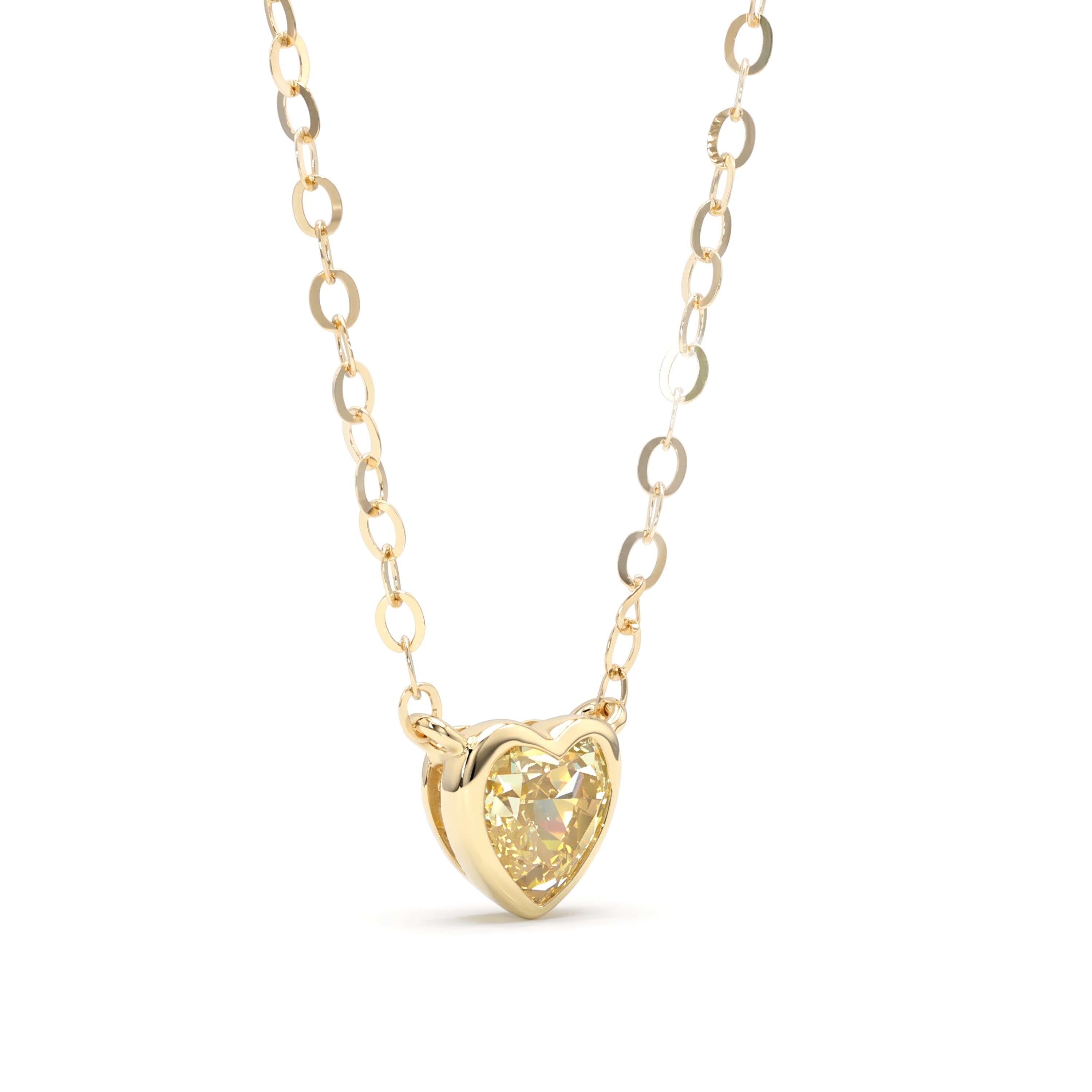 Natural Yellow Heart Diamond Bezel Necklace