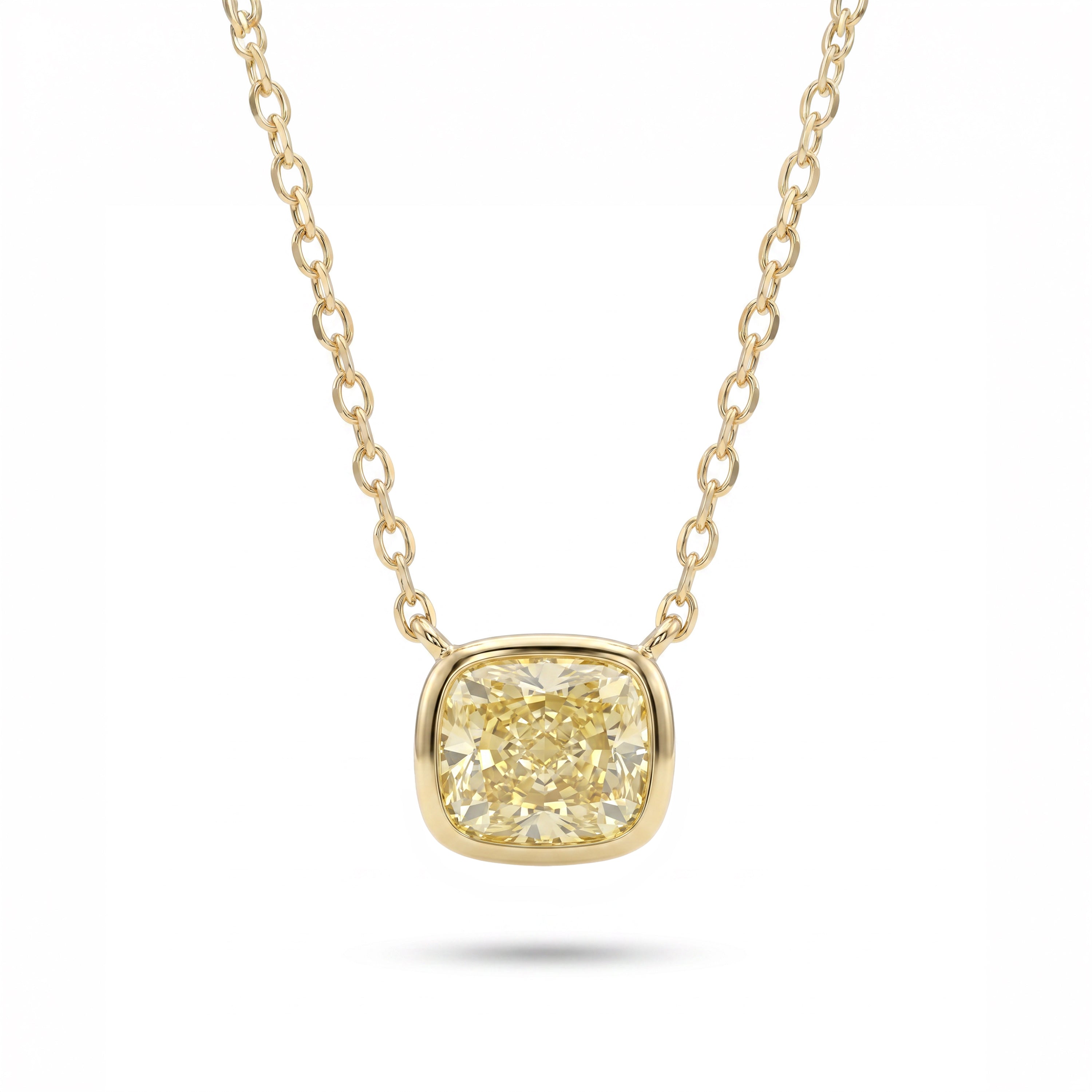 Natural Yellow Cushion Diamond Necklace