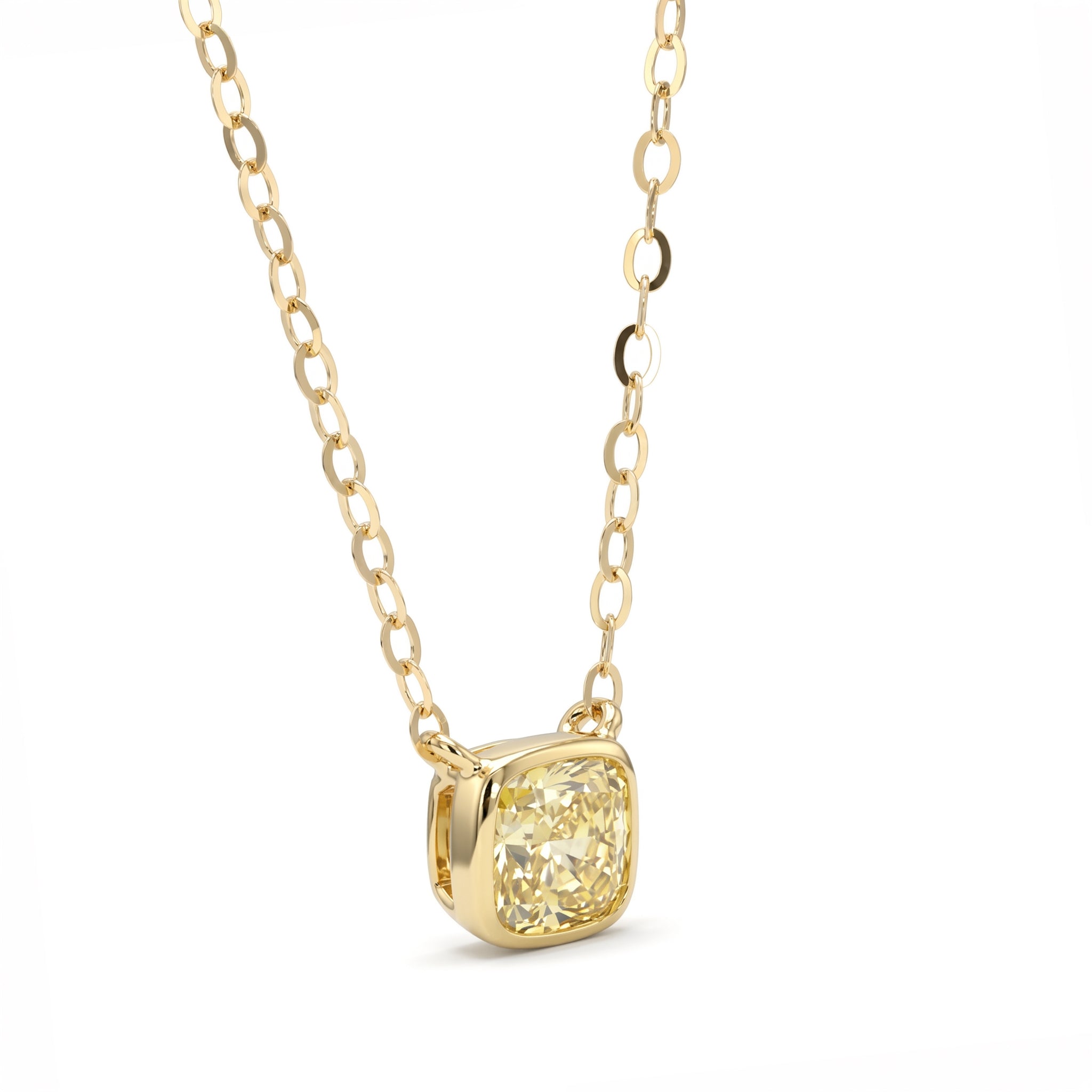 Natural Yellow Cushion Diamond Necklace
