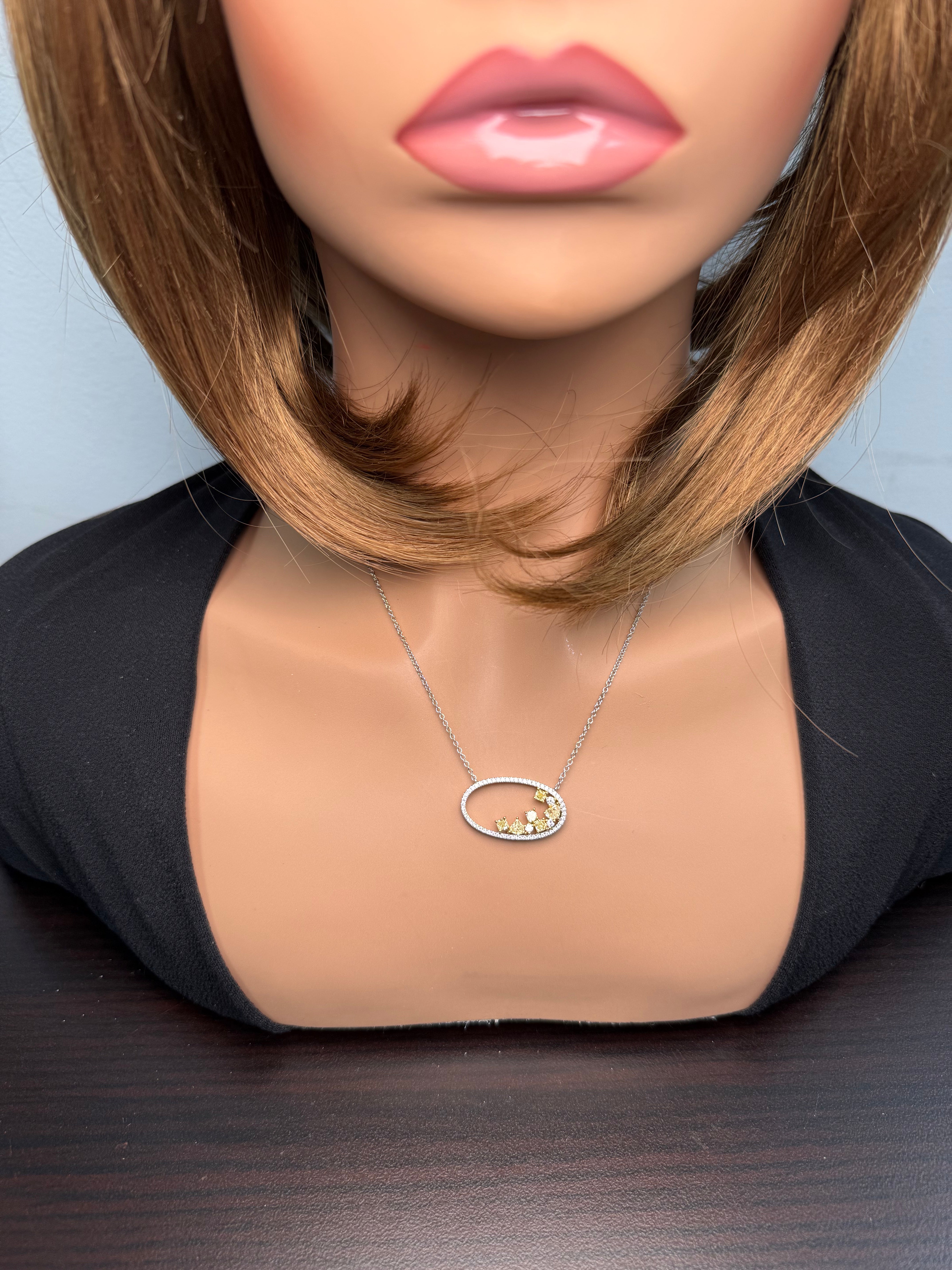 Natural Yellow Radiant Diamond Necklace