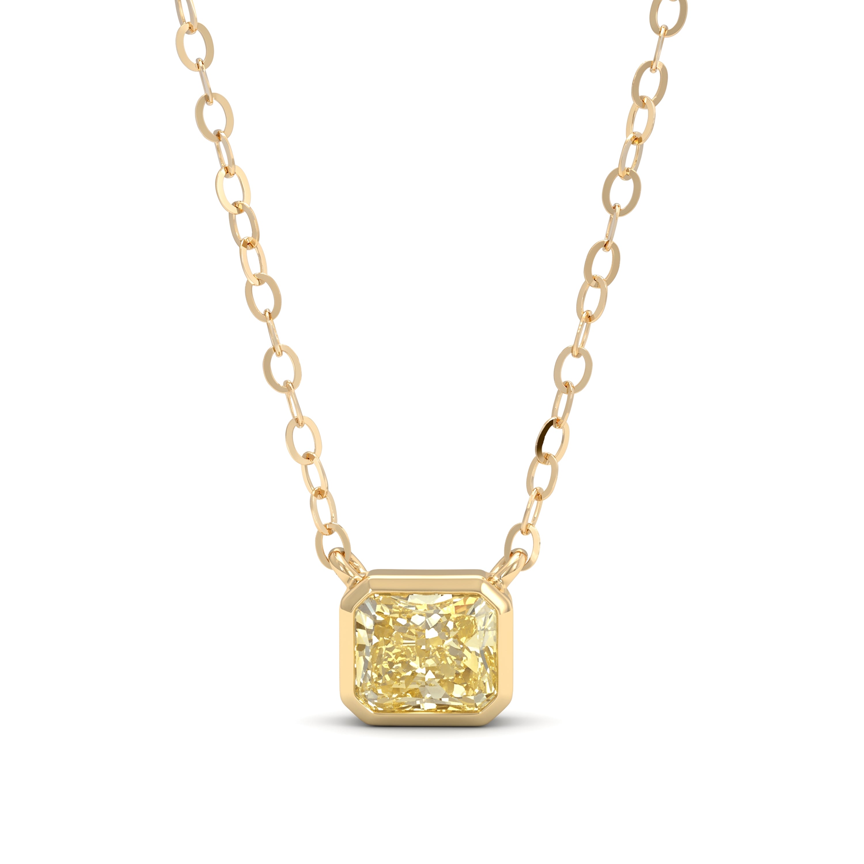 Natural Yellow Radiant Diamond Necklace | GIA Certified