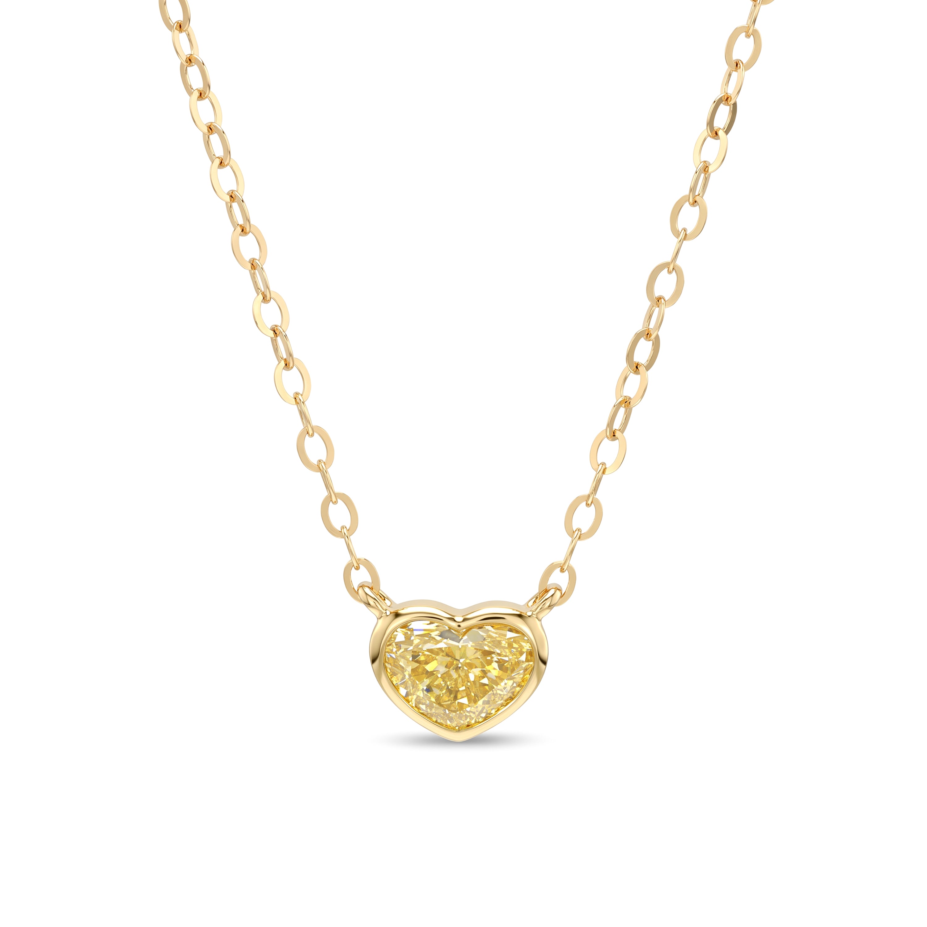 Natural Yellow Heart Diamond Bezel Necklace | GIA Certified