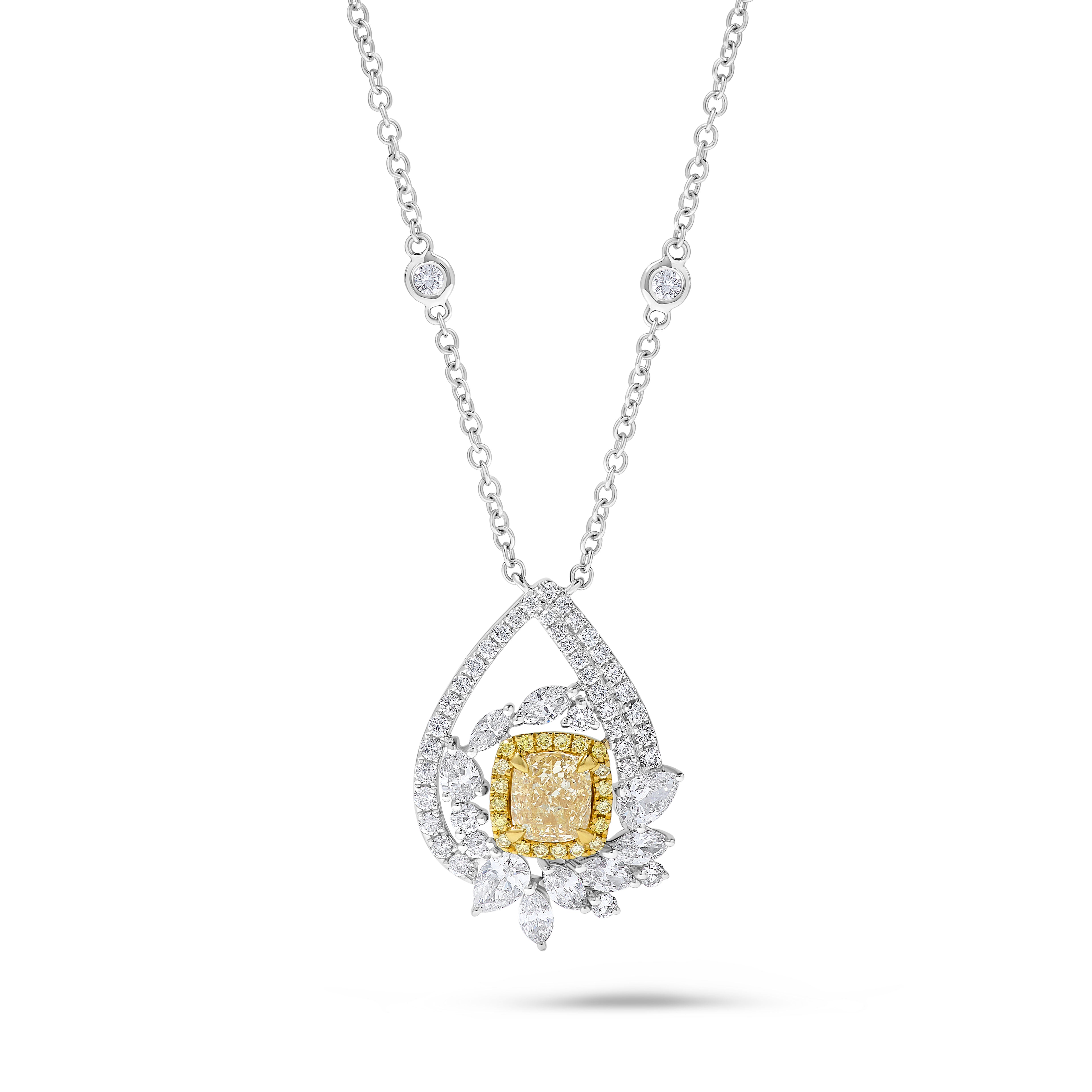 GIA Yellow Cushion Cut Diamond Necklace JN1009GH