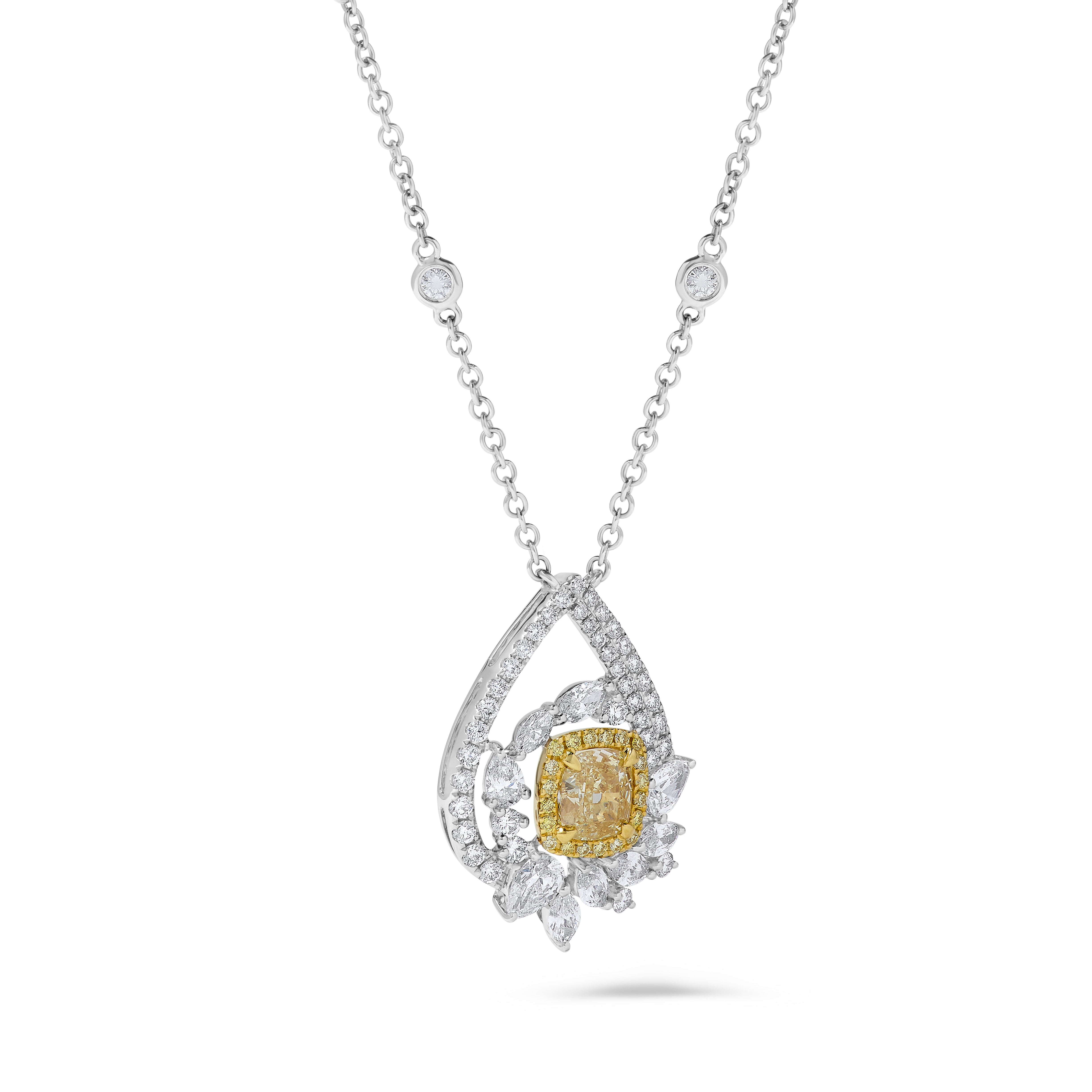 GIA Yellow Cushion Cut Diamond Necklace JN1009GH