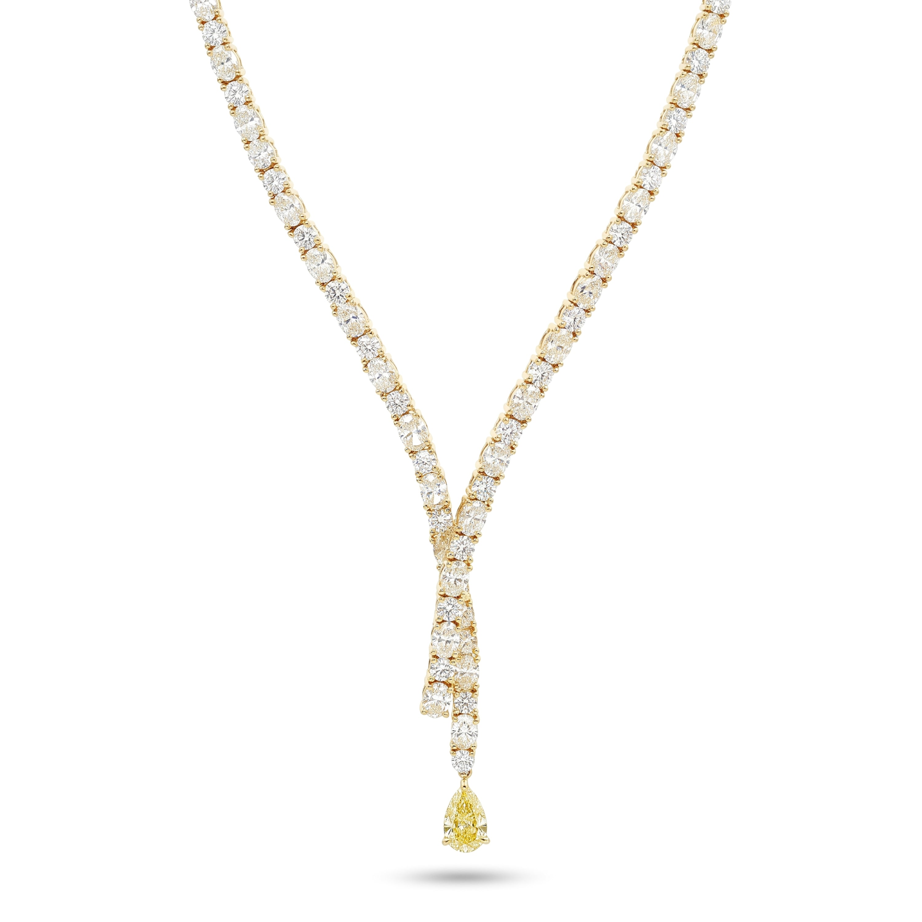 Natural Yellow & Diamond Drop Necklace | GIA Certified