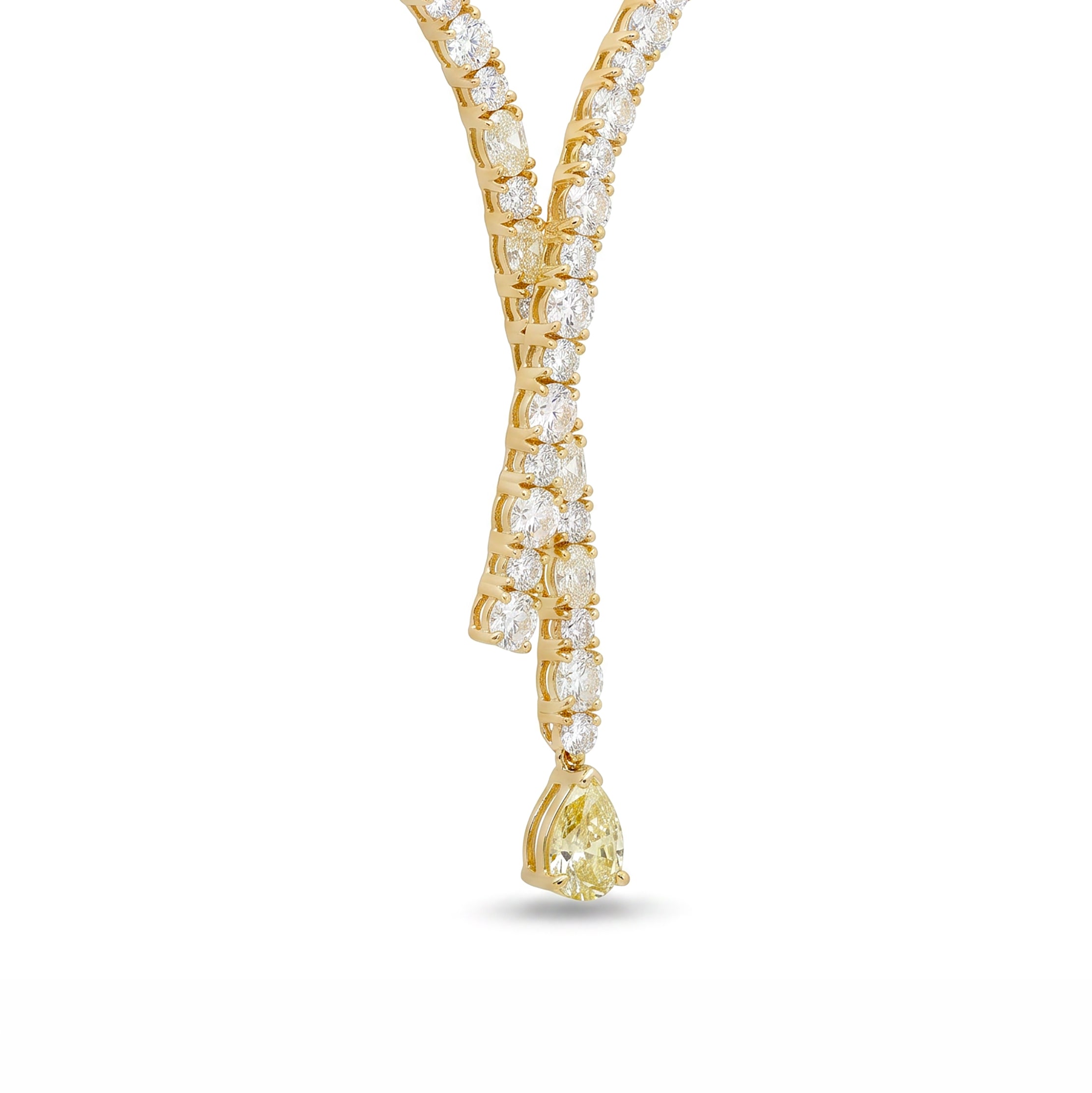 Natural Yellow & Diamond Drop Necklace | GIA Certified
