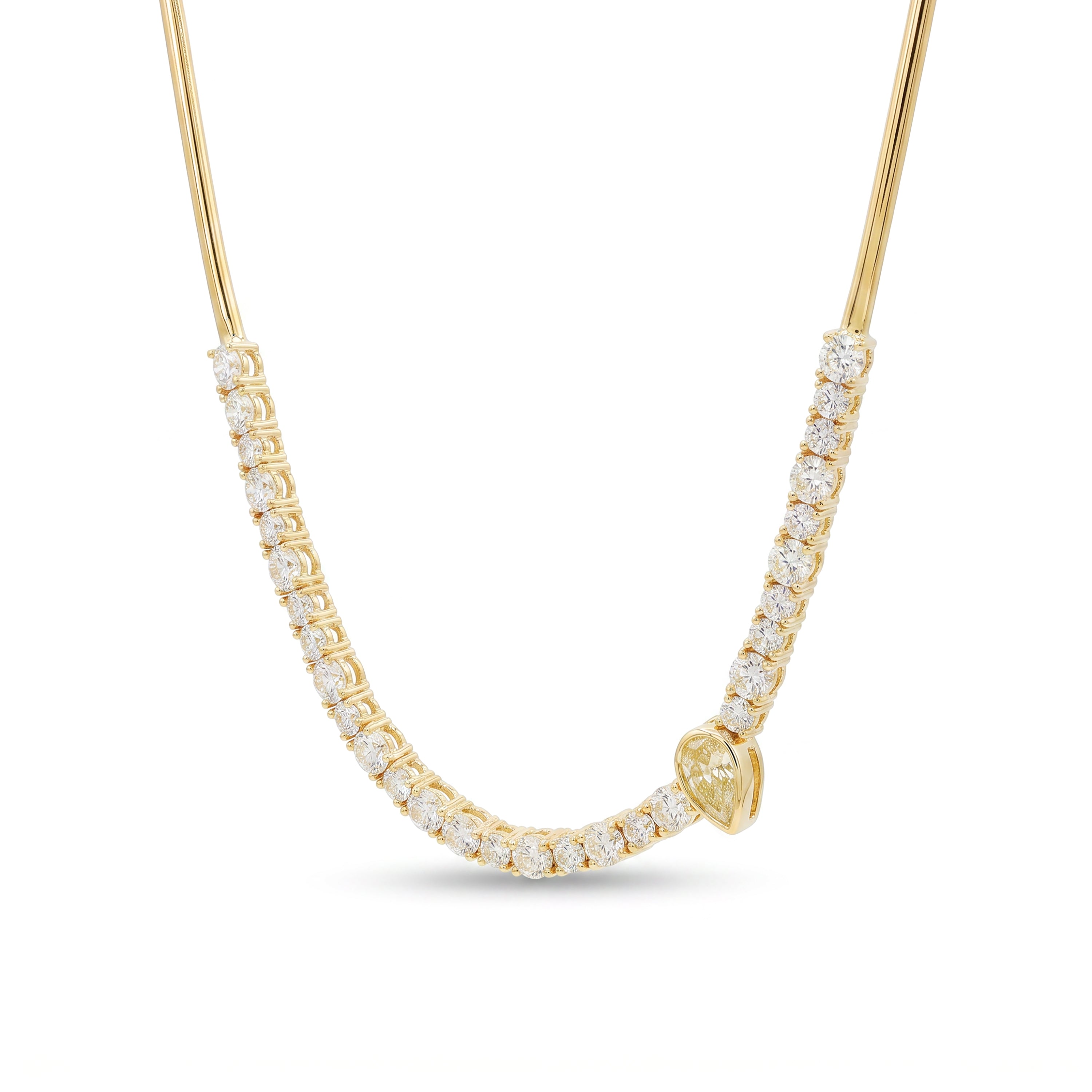 Natural Yellow Pear Diamond Necklace | GIA Certified